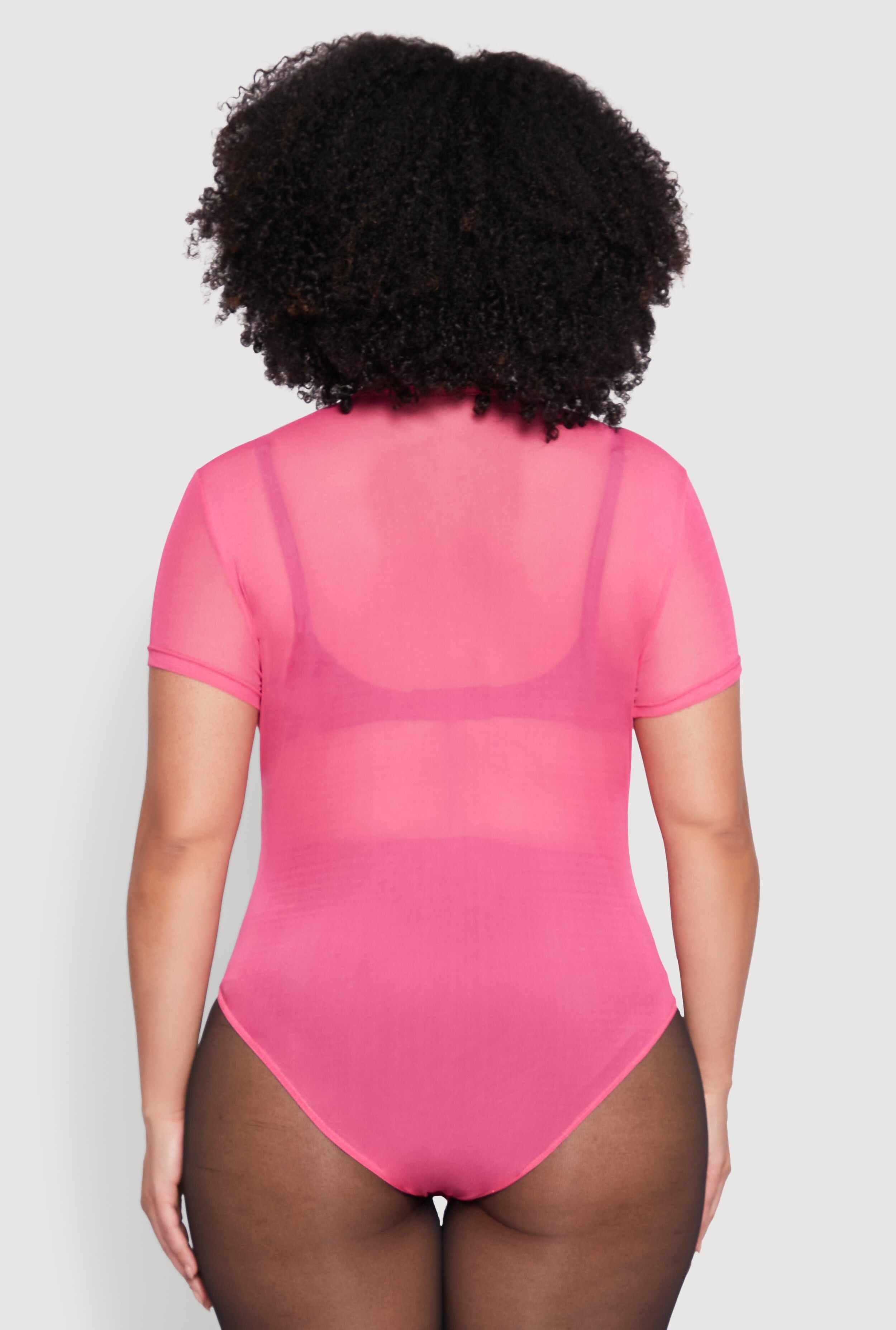 Plus Size Mesh Scoop Neck Bodysuit