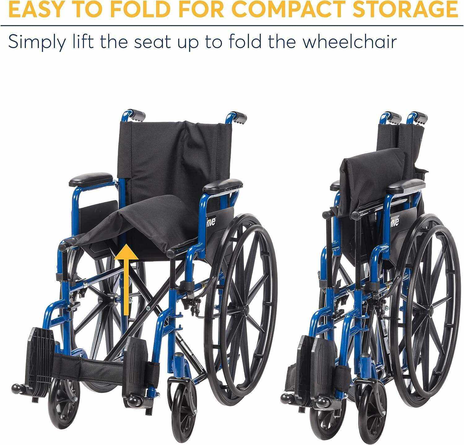 Drive Medical BLS18FBD-ELR Blue Streak Lightweight Wheelchair with Swing-Away Elevating Leg Rests and Flip-Back Arms