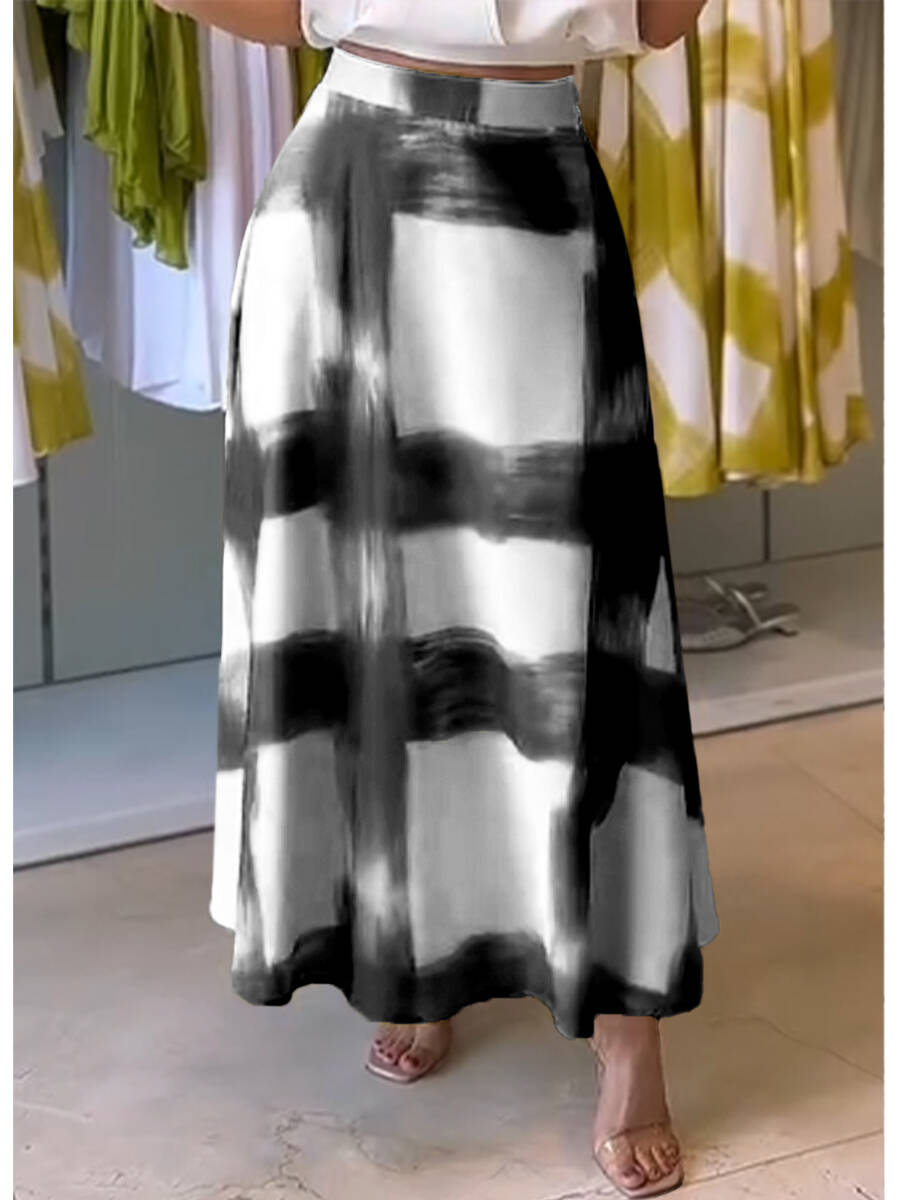 🔥Summer Arrivals🌟Women's Brushstroke Print Cotton and Linen Skirt