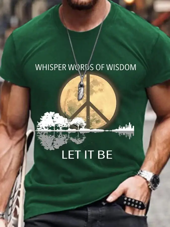 Men's Whisper Words Of Wisdom Let It Be Art Print Casual T-Shirt