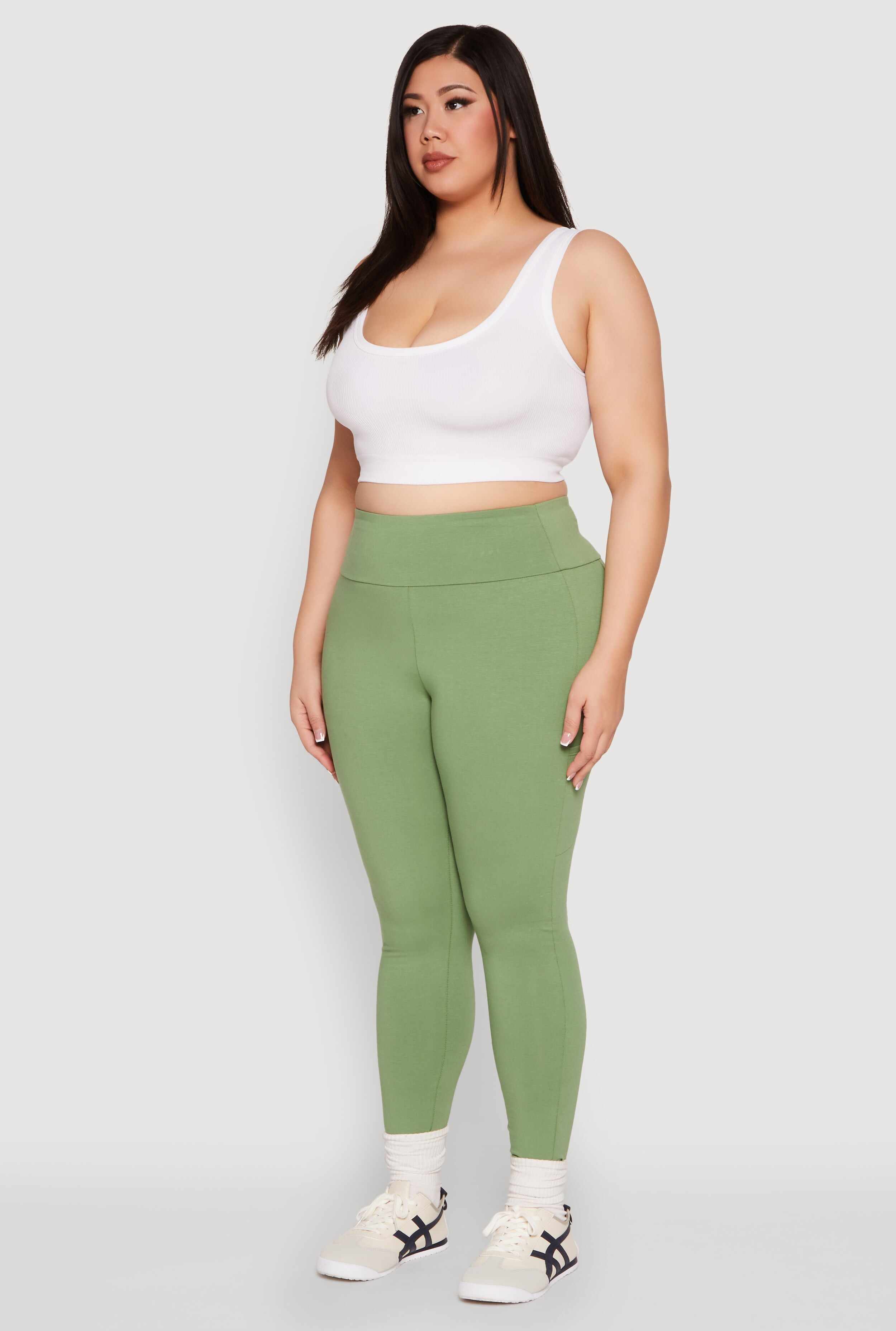 Plus Size Side Pocket High Waisted Leggings
