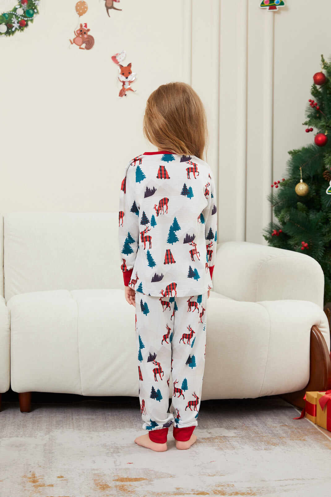 Christmas White Printed Family Matching Christmas Pajamas Sets