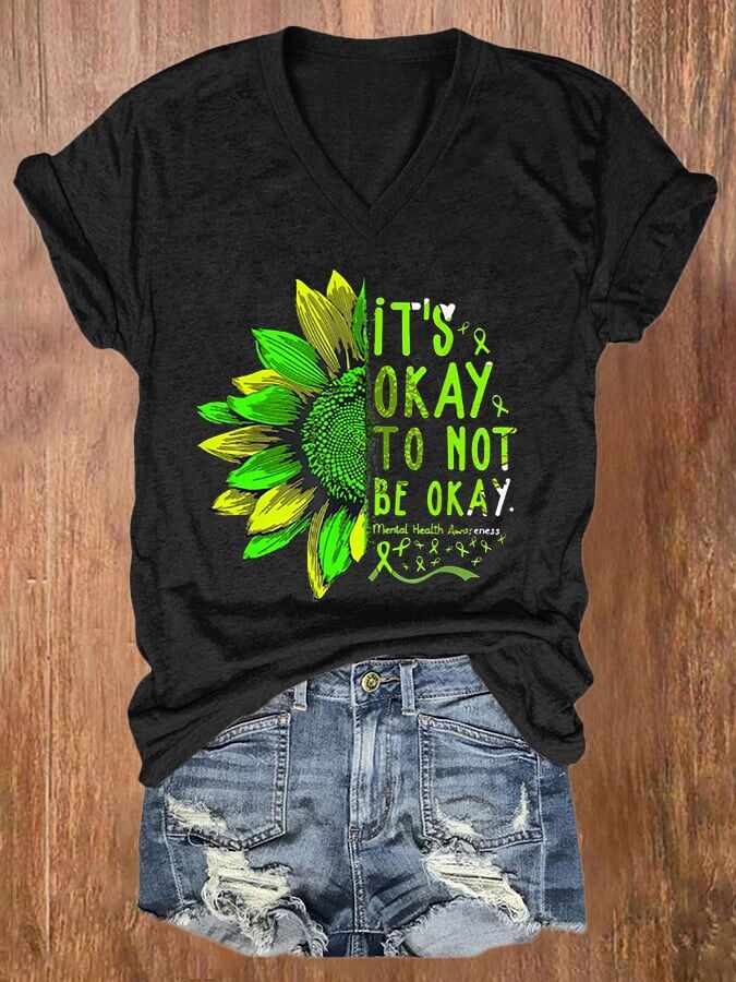 ?BUY 3 GET 10% OFF?Women's It's Okay To Not Be Okay Print Casual T-Shirt
