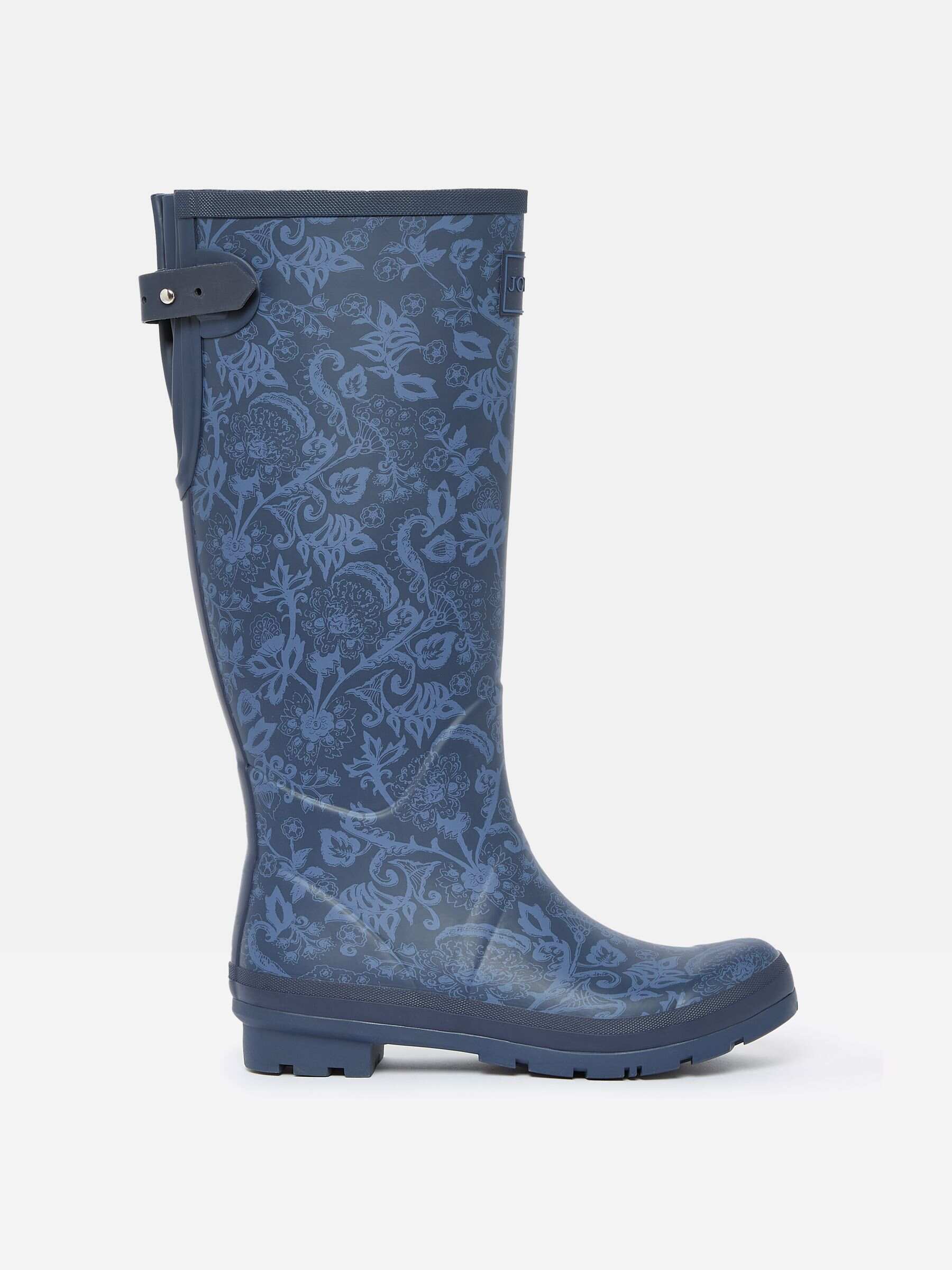 Printed Navy Blue Adjustable Tall Wellies