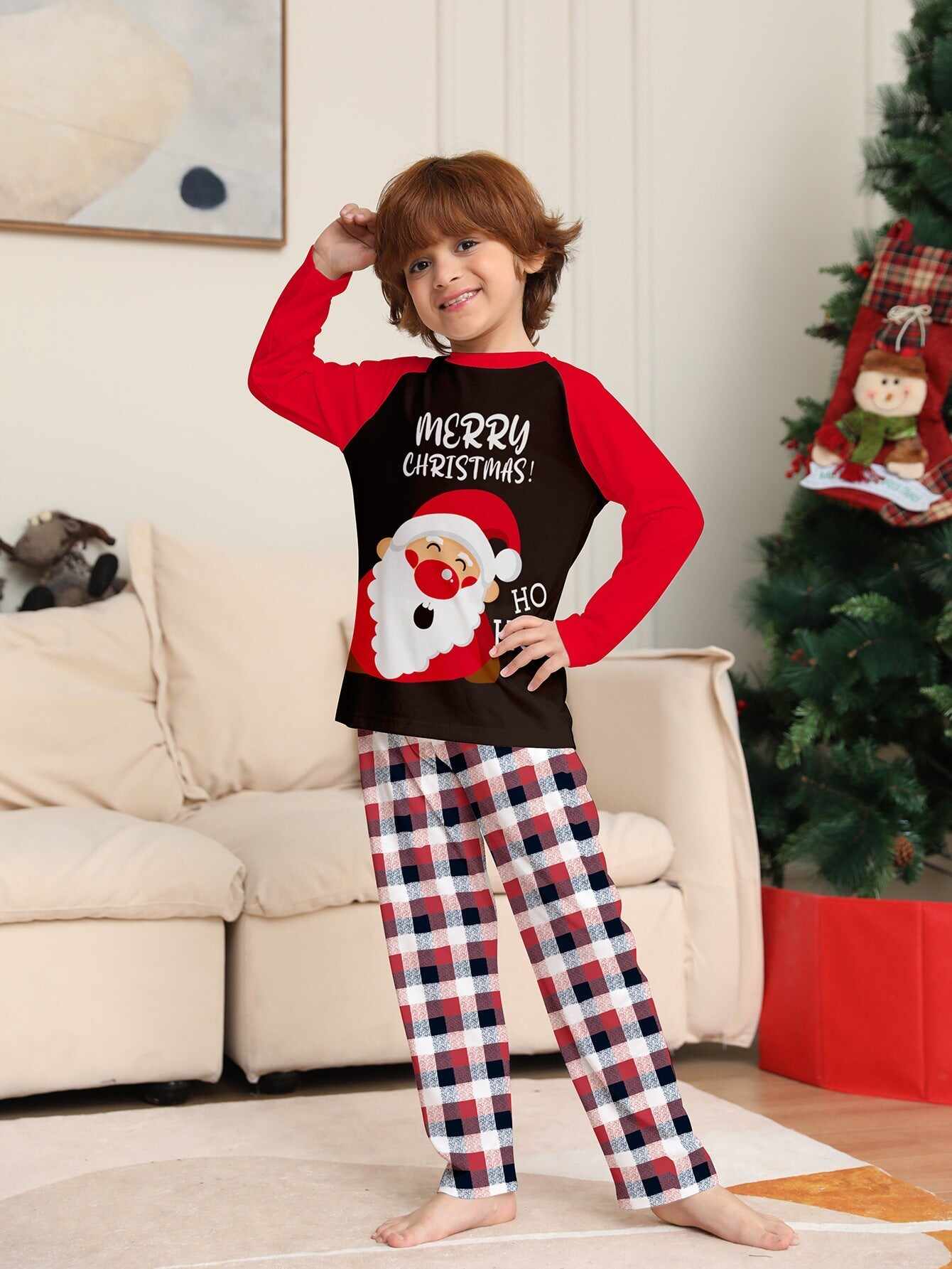 Family Matching Santa Cute Printed Pajama Set