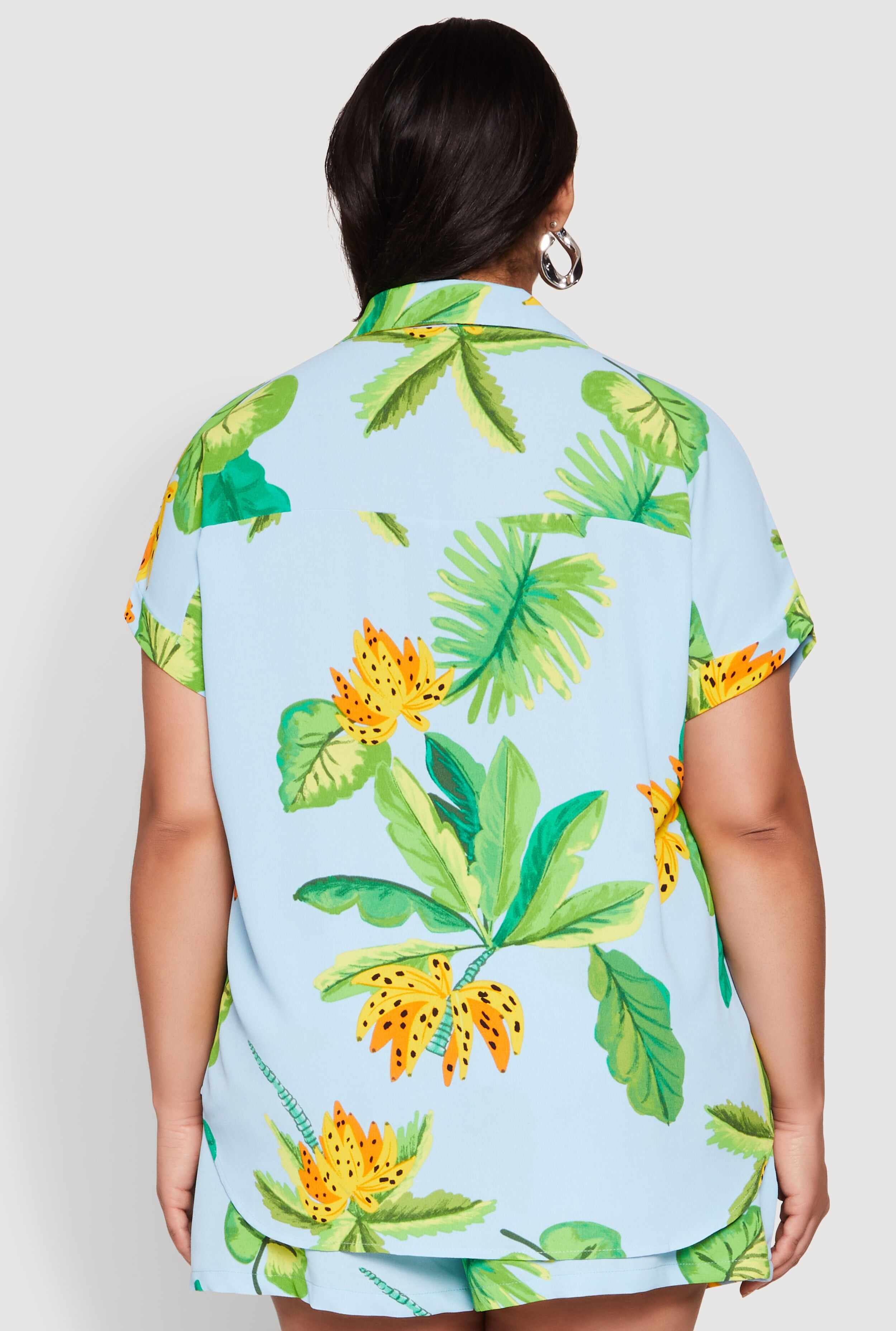 Plus Size Banana Tropical Print Shirt