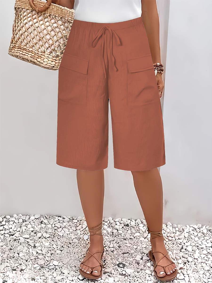 🔥Summer Arrivals🌟Women's Solid Color Casual Loose Stylish Pockets Shorts