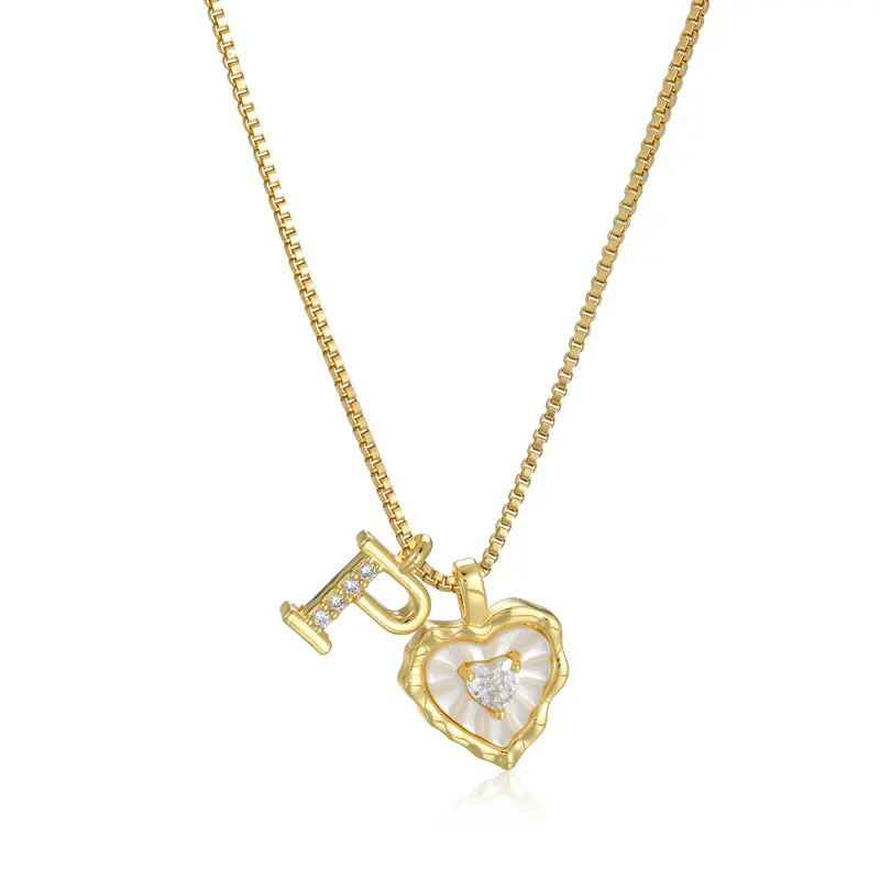 🔥Last Day 69% OFF ✨Gold Shell Heart CZ A-Z Initial Necklace, Valentine's Day Jewelry Gift