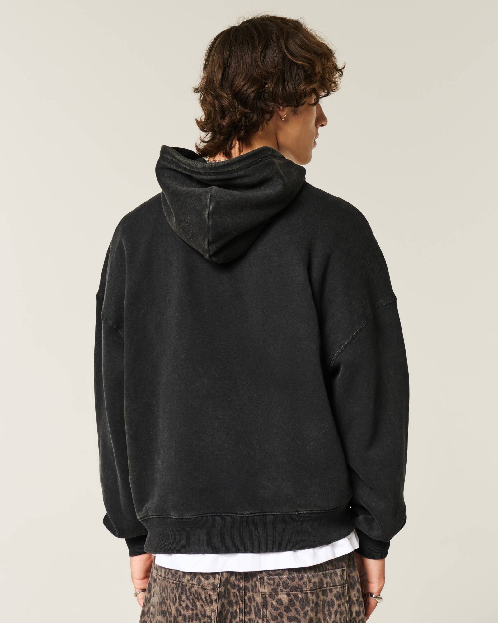 Leopard Print Baggy Cinch Hoodie