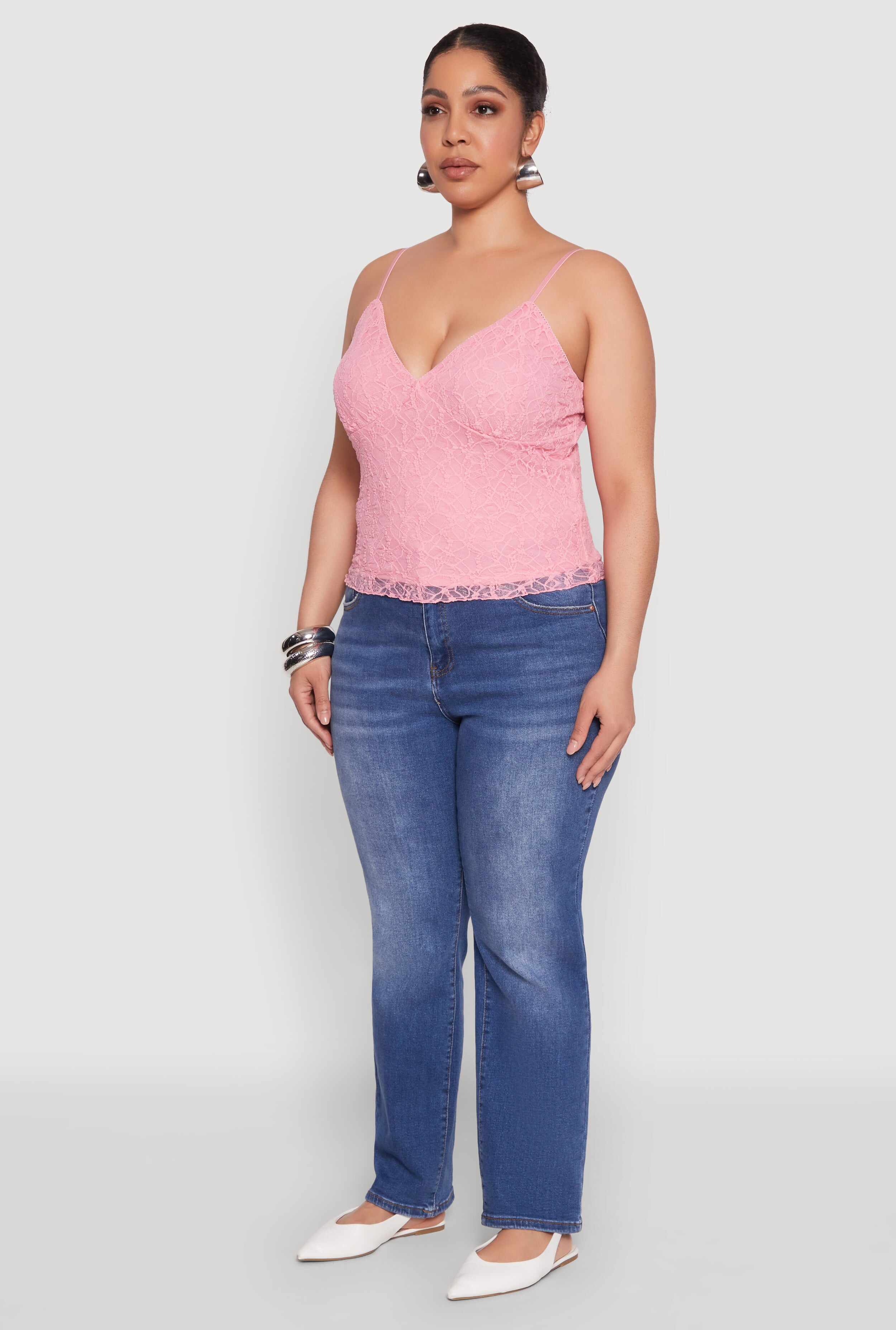 Plus Size Lace Overlay Cami