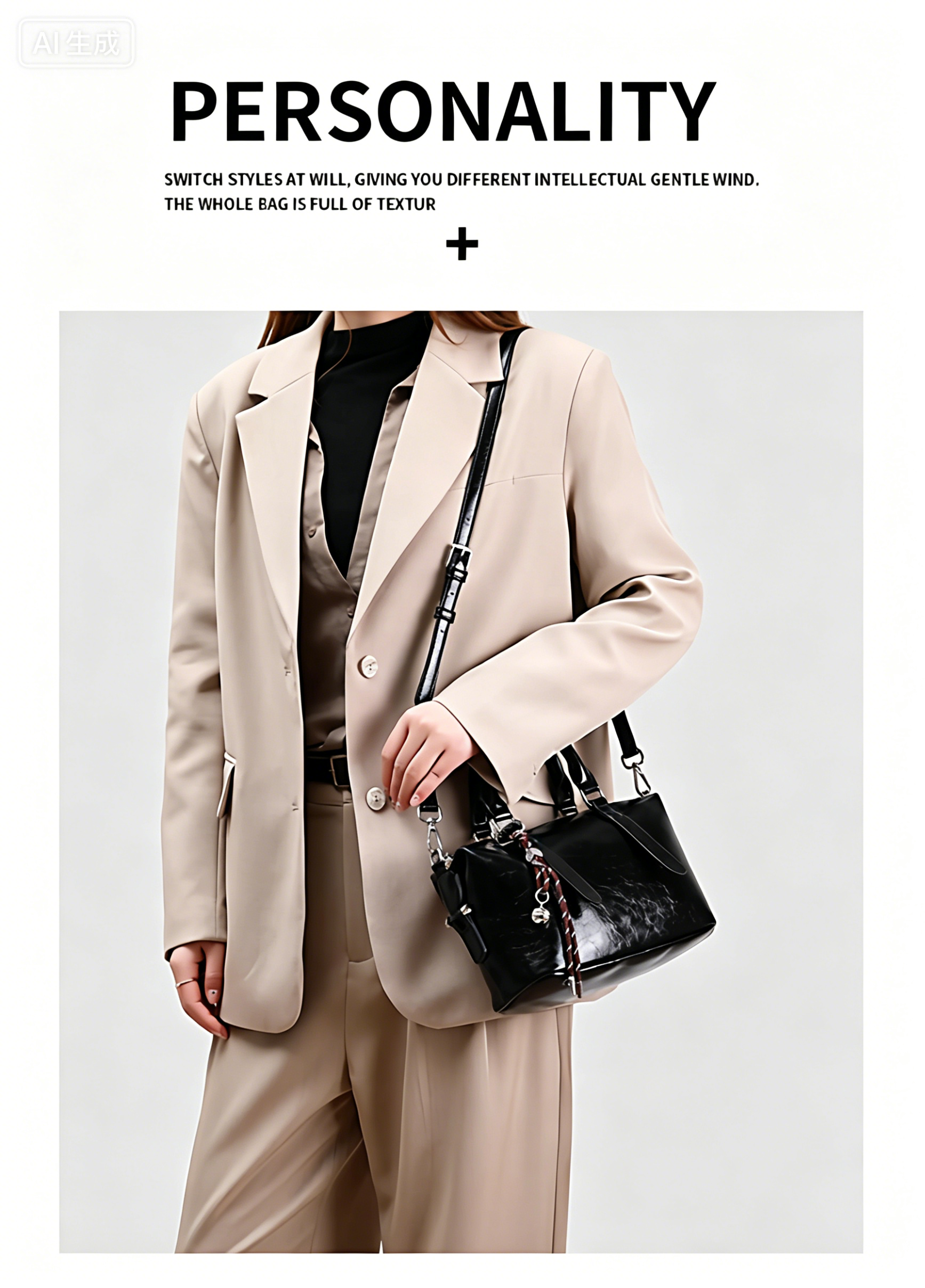 Fashionable womenbag with cowhide leather