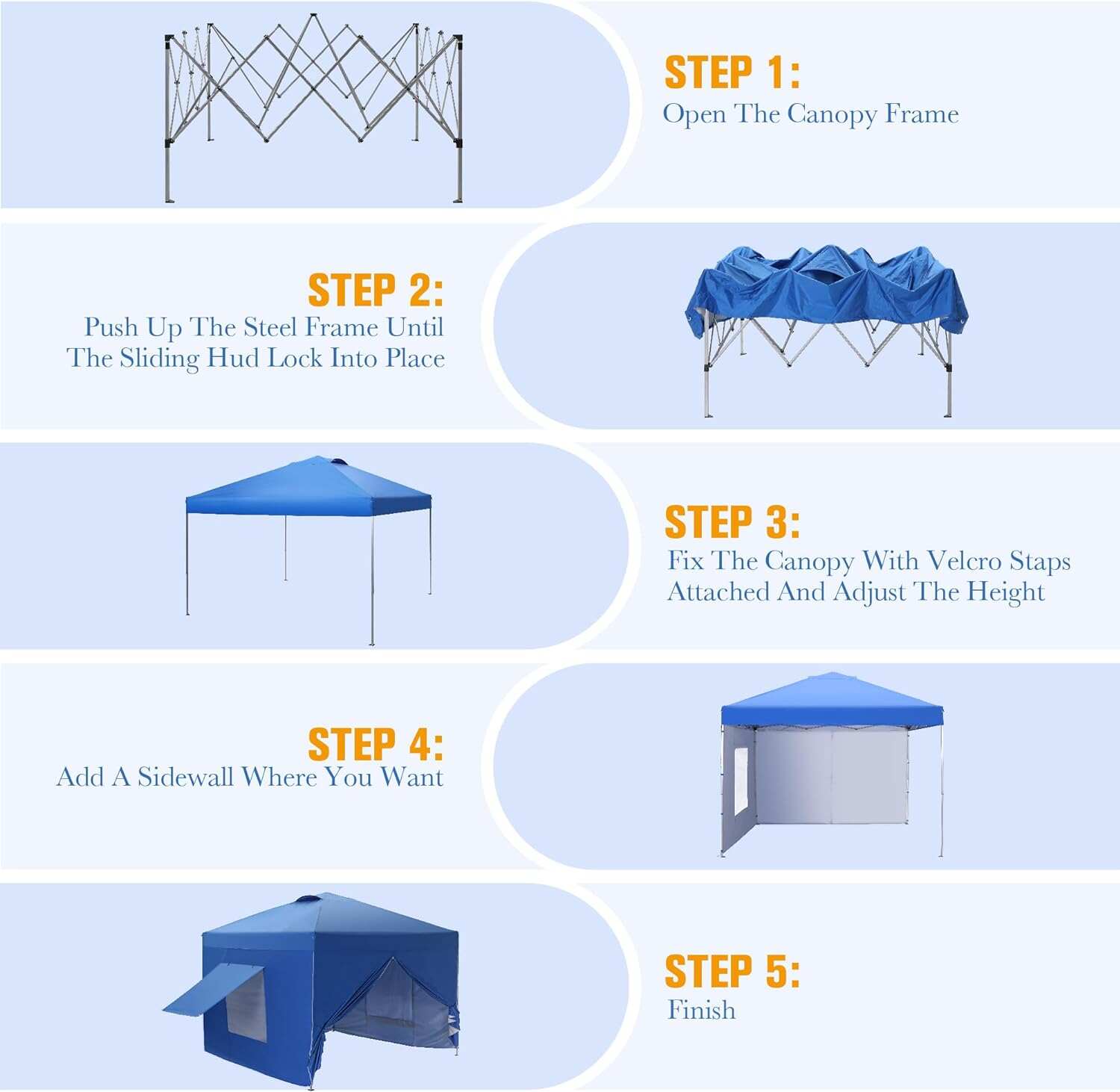 PHI VILLA Outdoor Pop up Canopy 10'x10' Tent Camping Sun Shelter-Series Party Tent, 100 Sq. Ft of Shade (Blue)