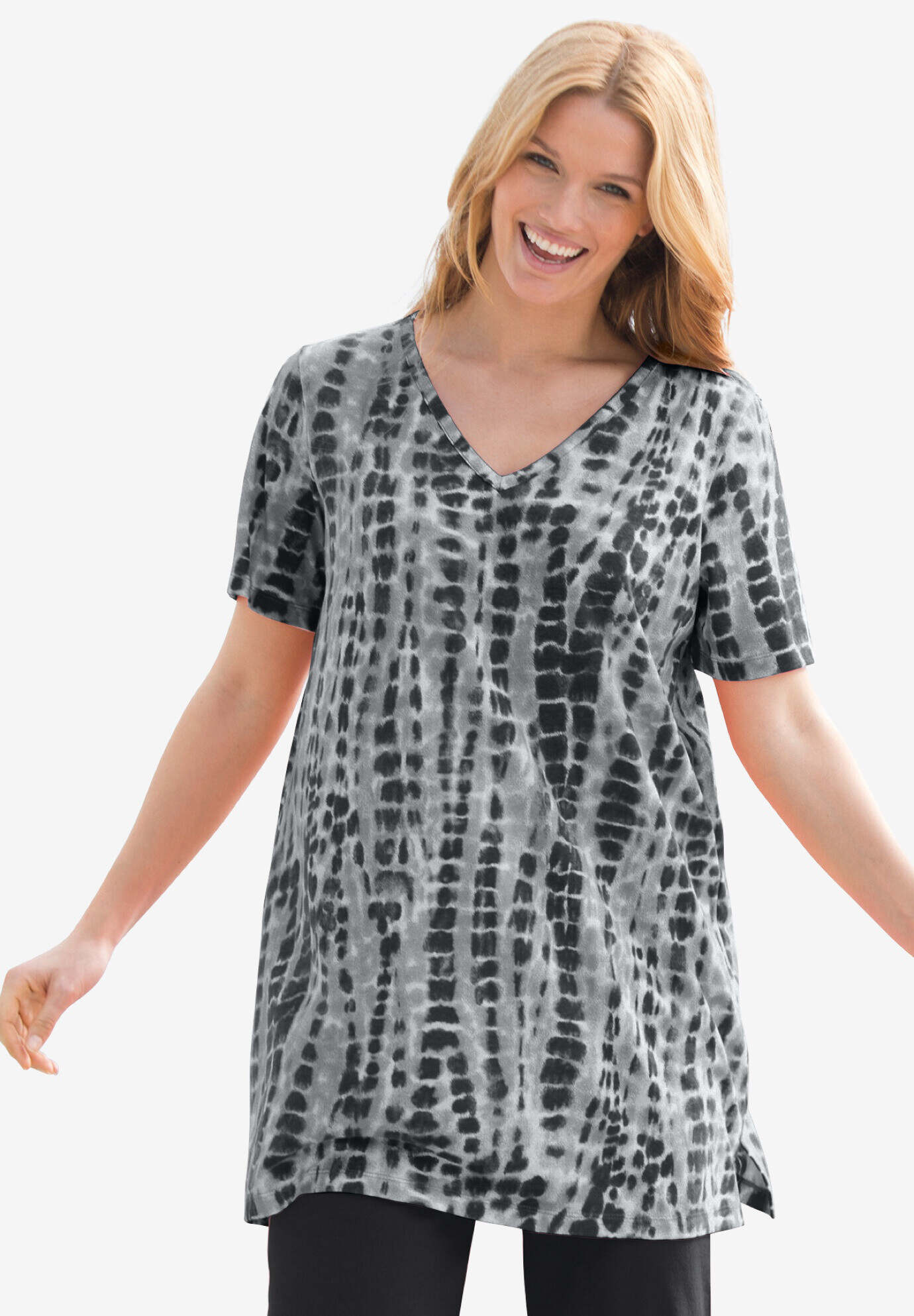 V-Neck Tie-Dye Tunic