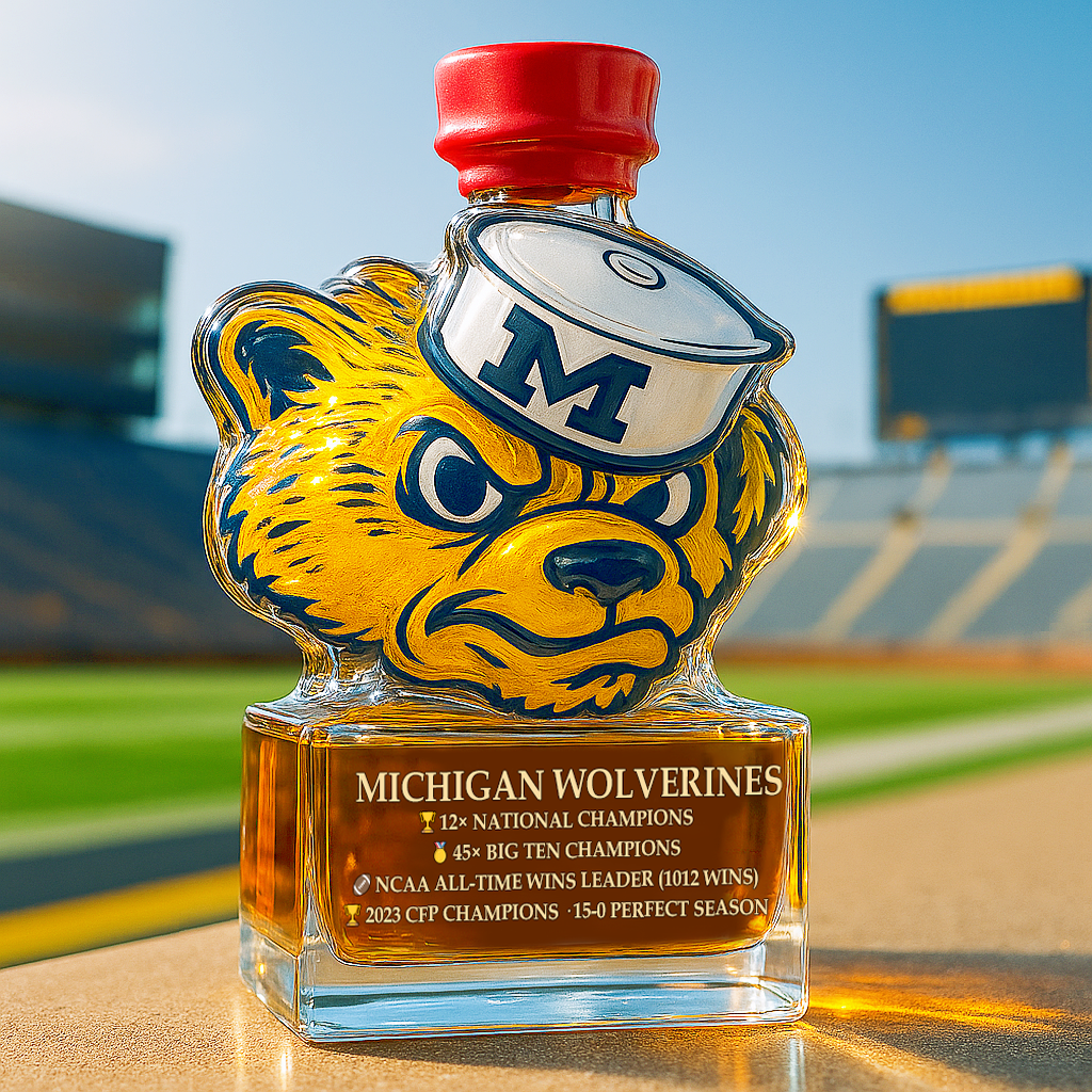 Michigan Wolverines University of Michigan Whiskey Bottle