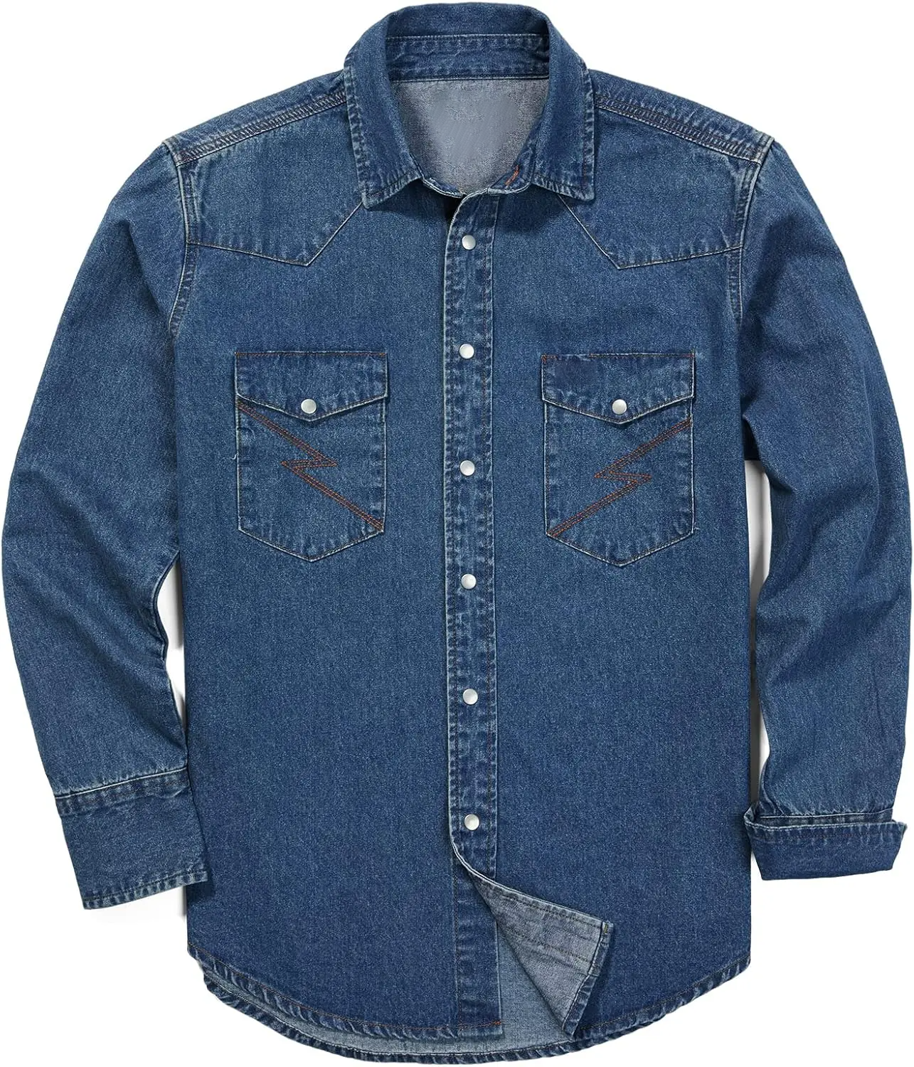 🔥Men's Long Sleeve Stone-Washed and Pre-Washed Denim Work Shirt