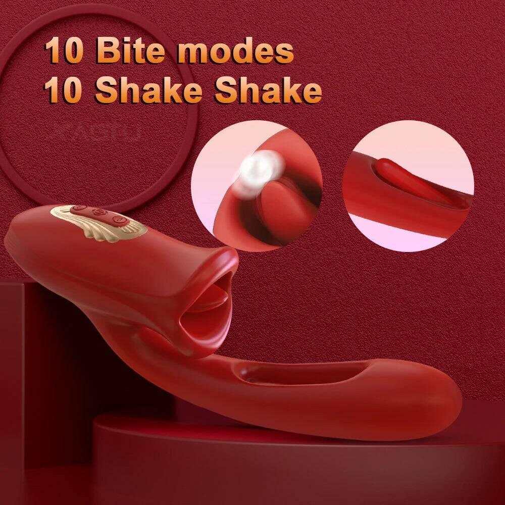 Powerful Tongue Licking Dildo Vibrator – G-Spot & Clitoris Stimulator
