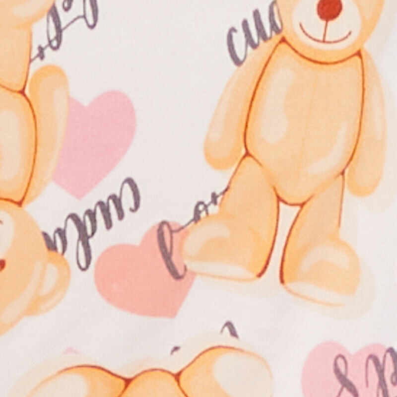 Cute Cuddle Bear Graphic Button Front Pajama Romper