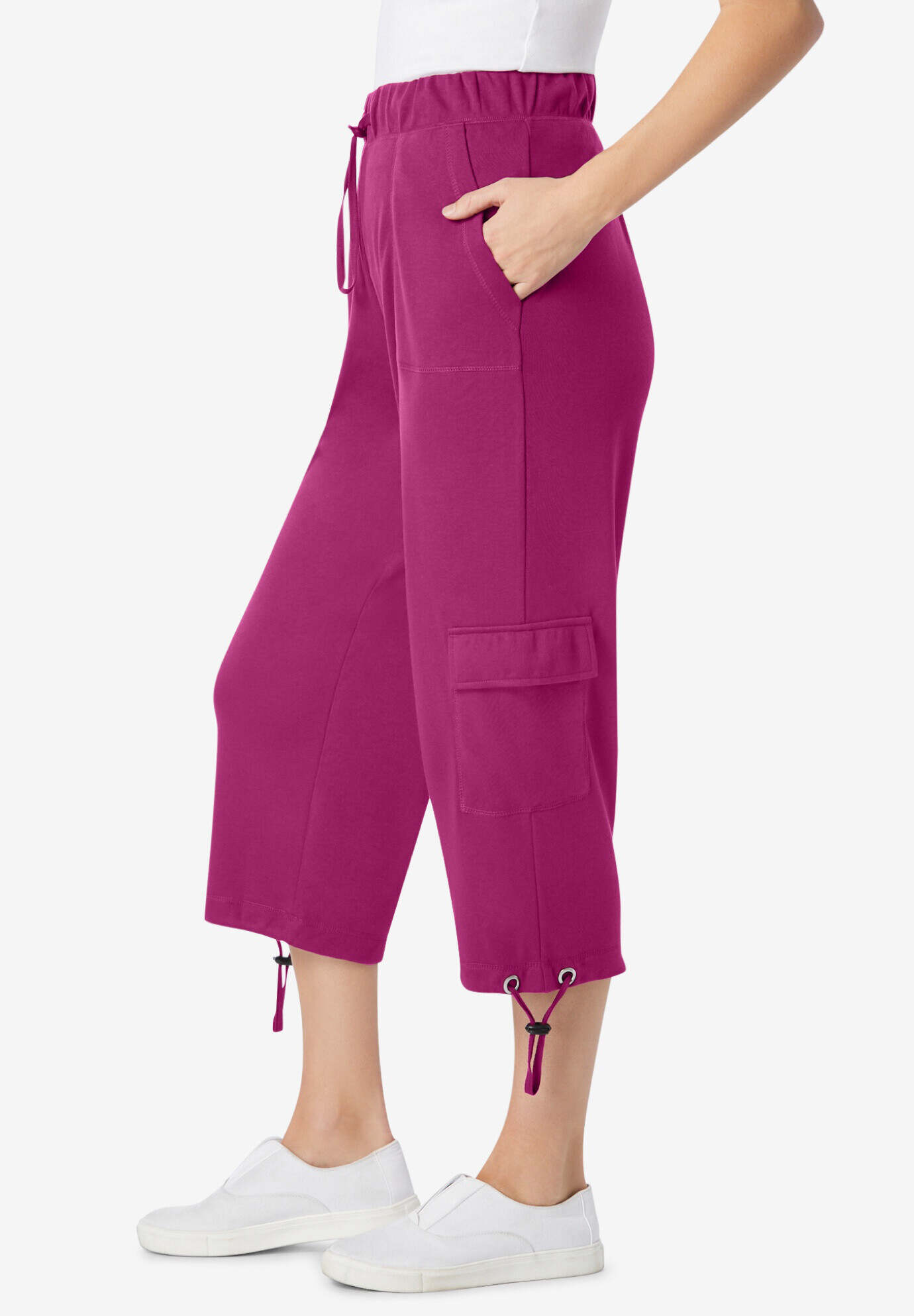 Pull-On Knit Cargo Capri