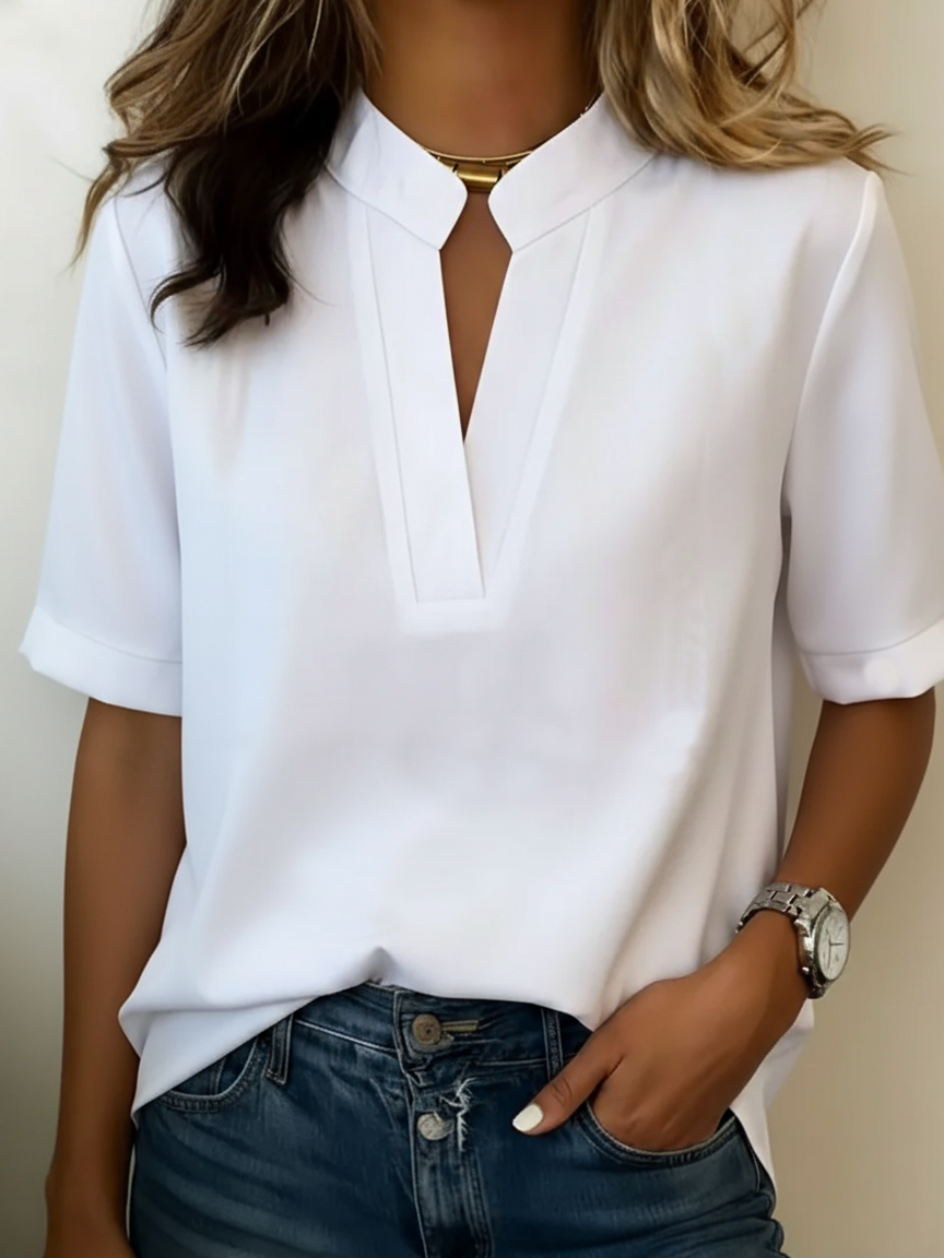 🔥Summer Arrivals🌟Minimalist Basic Loose Cotton And Linen Short-sleeved Shirt