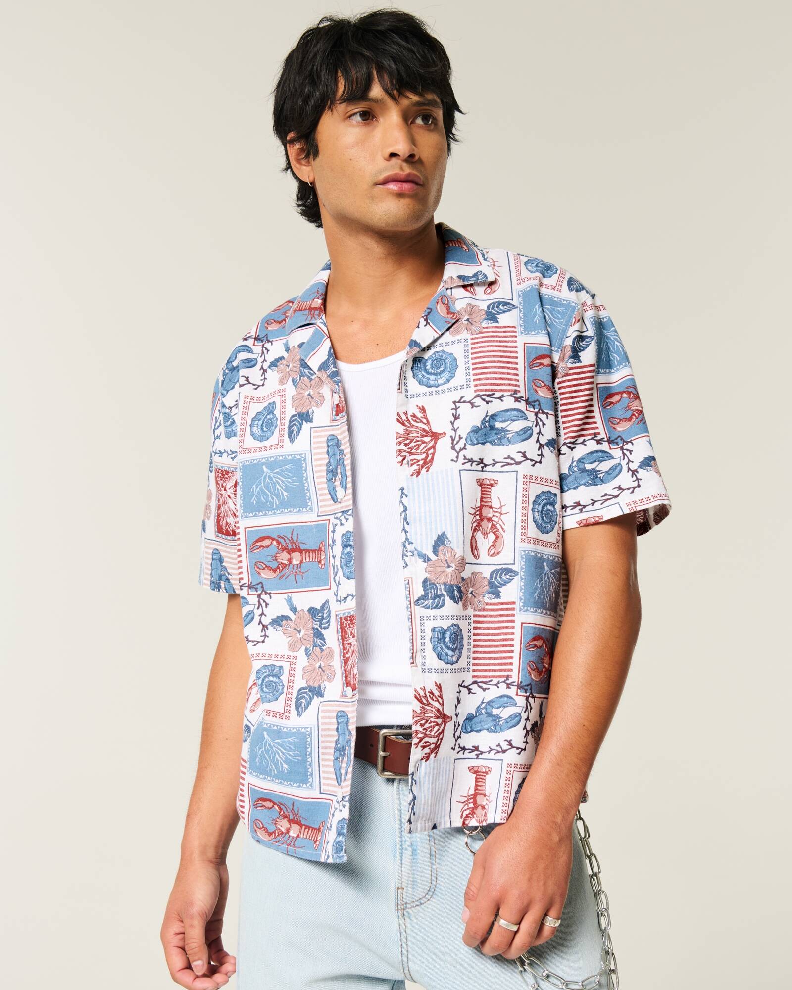 Boxy Short-Sleeve Linen-Blend Shirt
