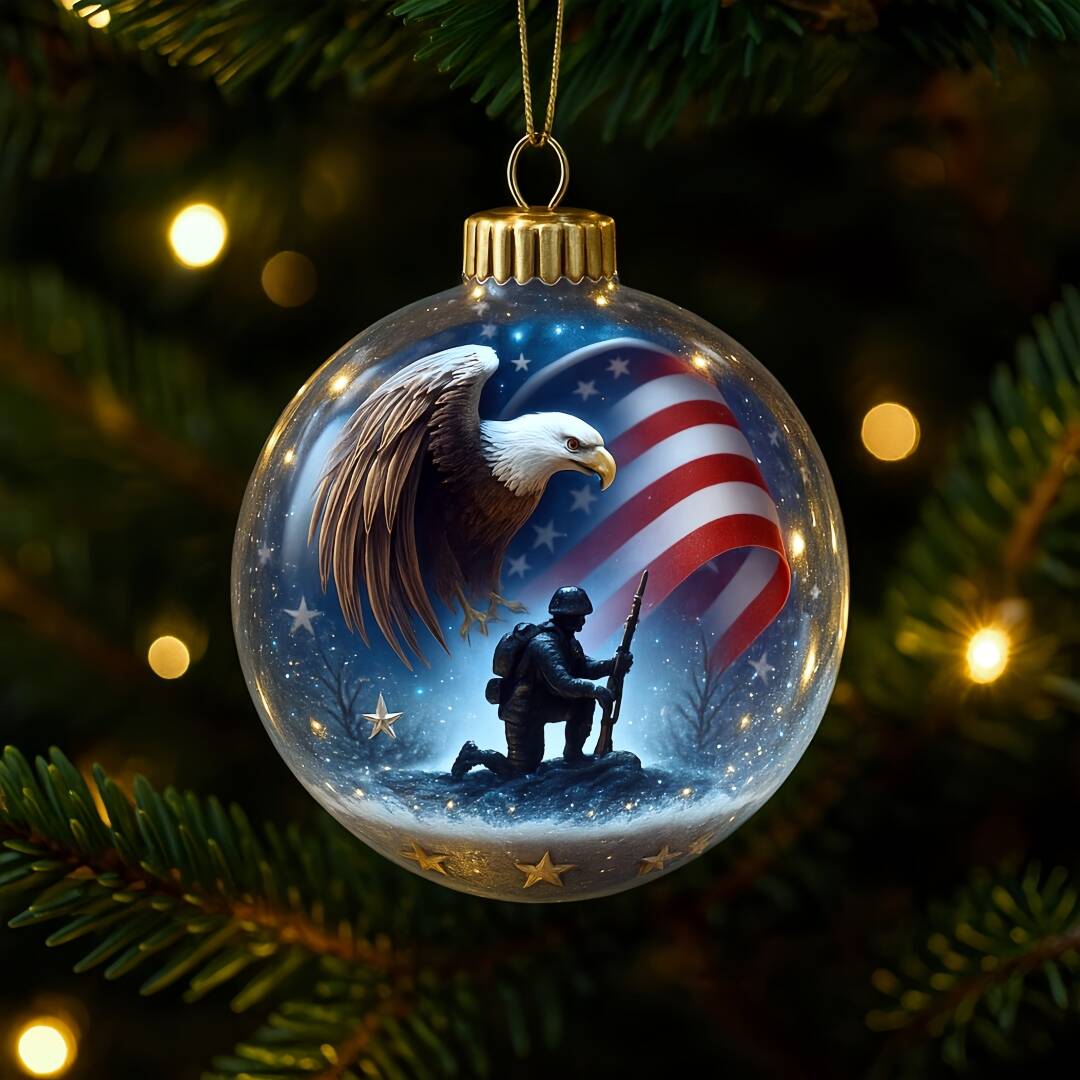USMC Patriotic Christmas Ornament