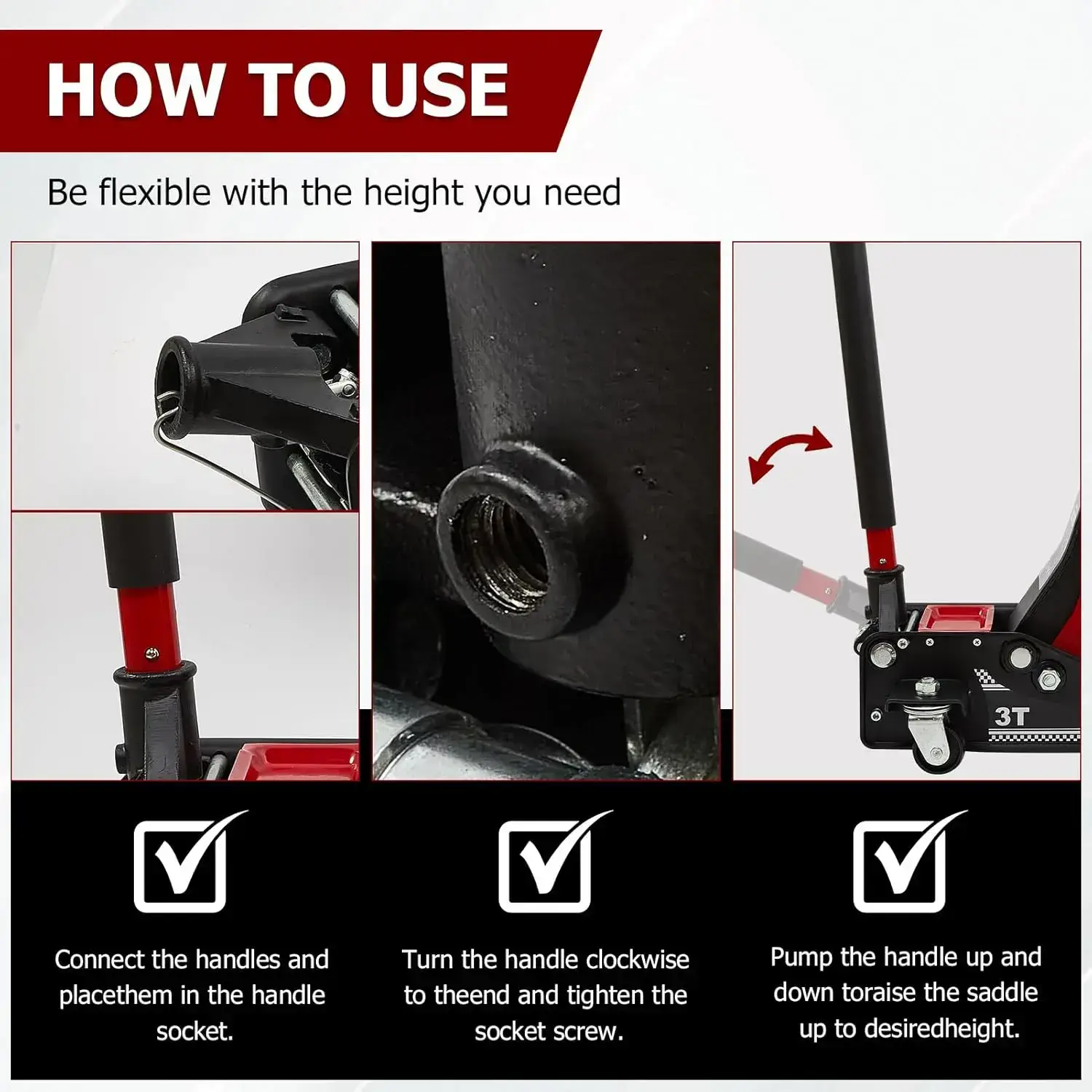 3 Ton Low Profile, Heavy-Duty Steel Racing Floor Jack with Dual Pistons Quick Lift Pump, with Lug Wrench Lifting Range 3.35\