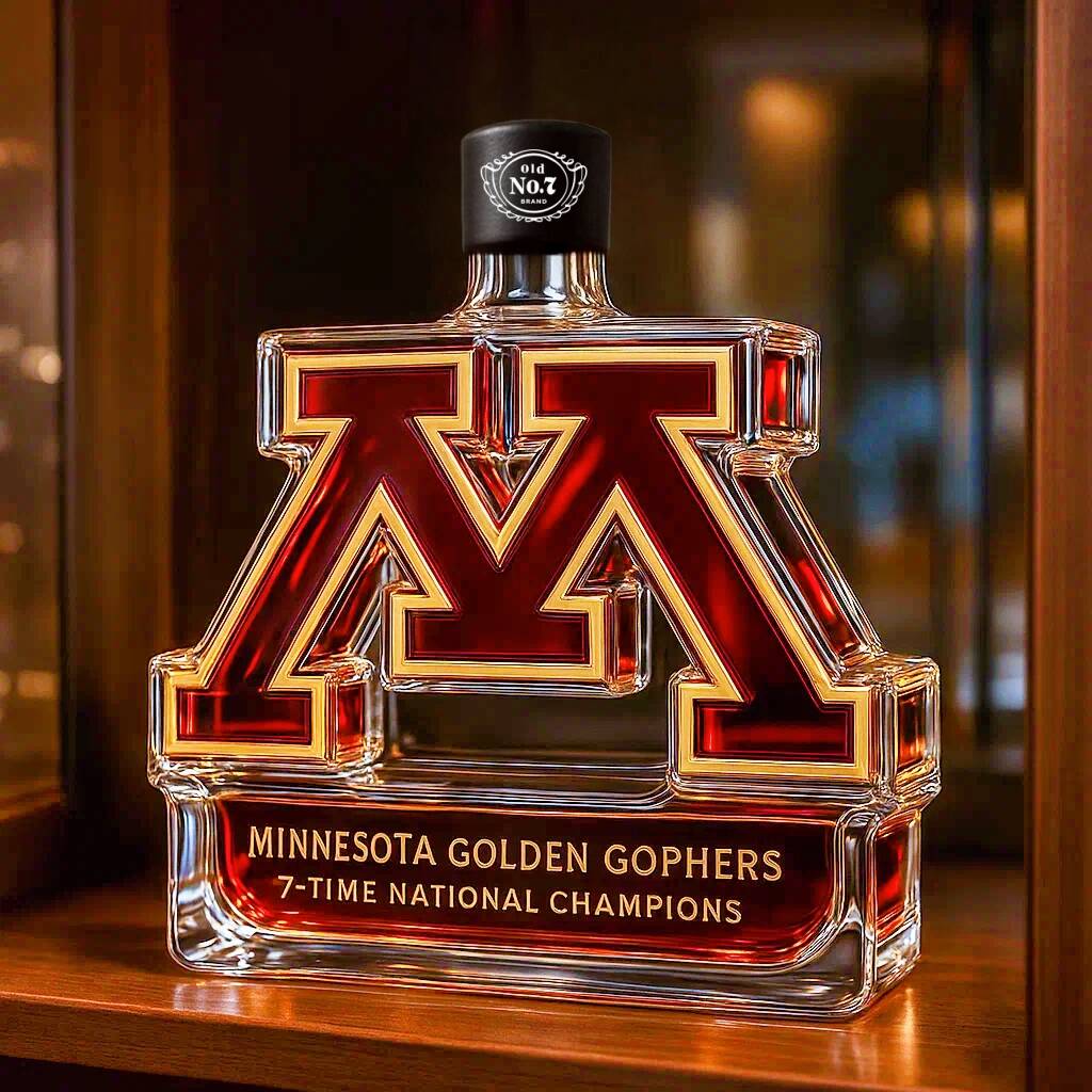 Minnesota Golden Gophers 7-time National Champions Whiskey Bottle