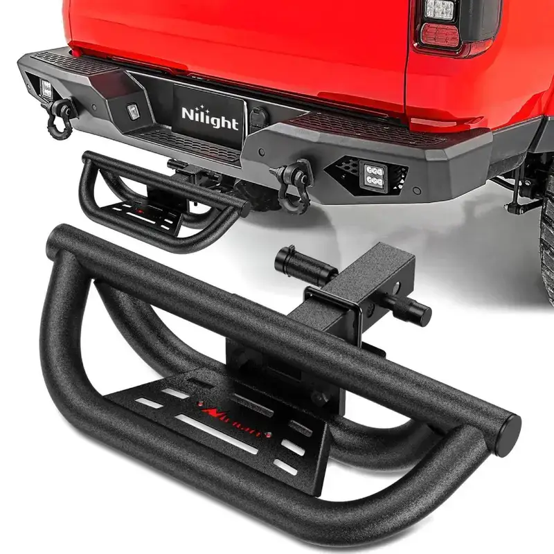 Hitch Step 2 Inch Receiver Universal Trailer Hitch Step Armor with Anti-Theft D-Ring Shackle Hitch Lock Stabilizer Anti-Slip Design Rear Bumper Guard for Pickups Trucks Vans SUVs ATVs Vehicle Accessories, Truck Accessories, Universal Automotive Ac