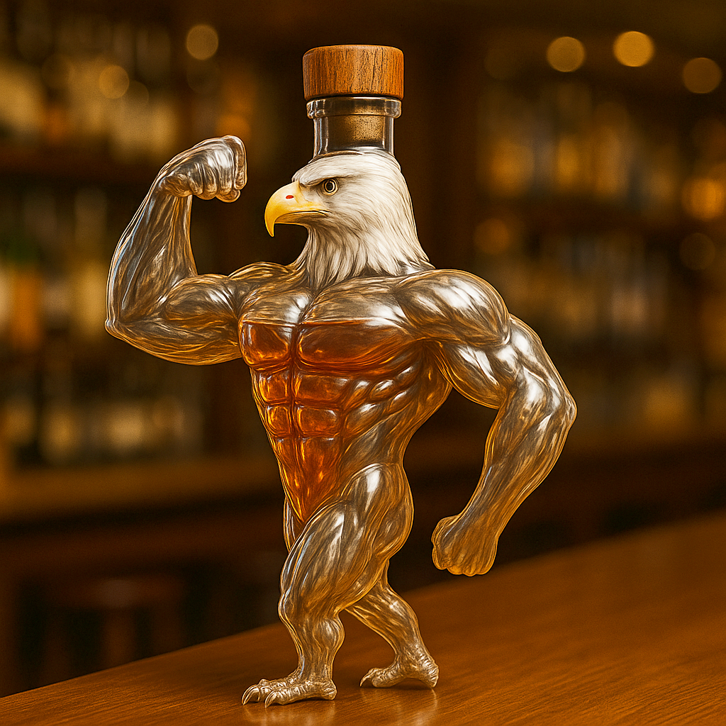 Bodybuilding Bald Eagle Whisky bottle