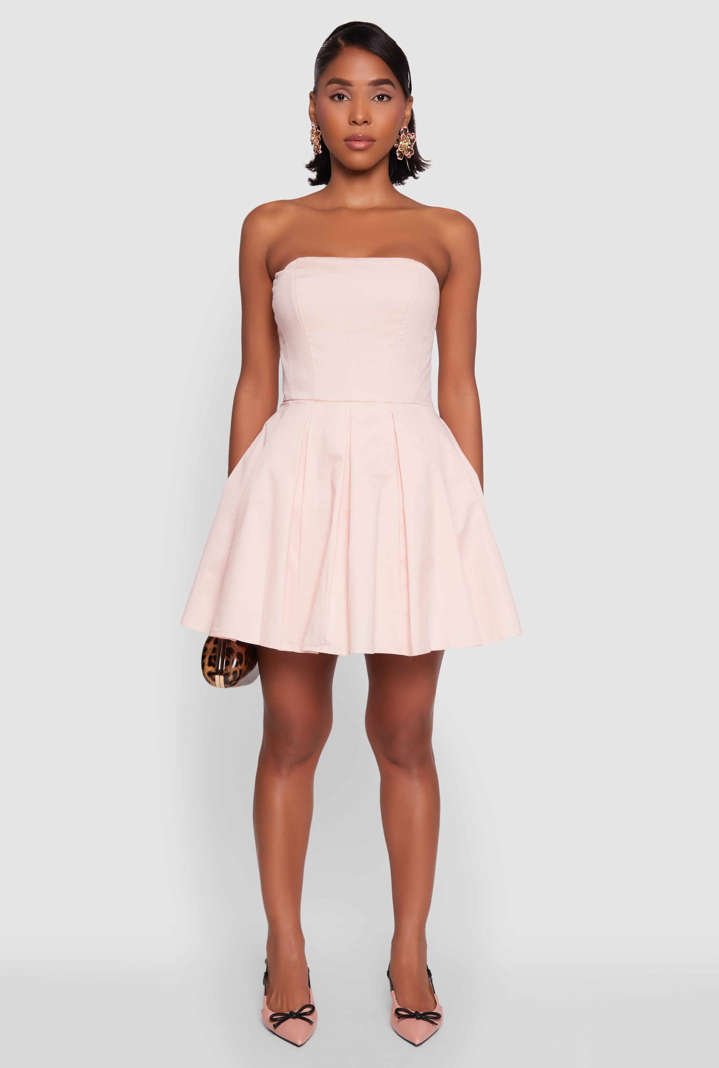 Haute Monde Tulle Lined Strapless Skater Dress