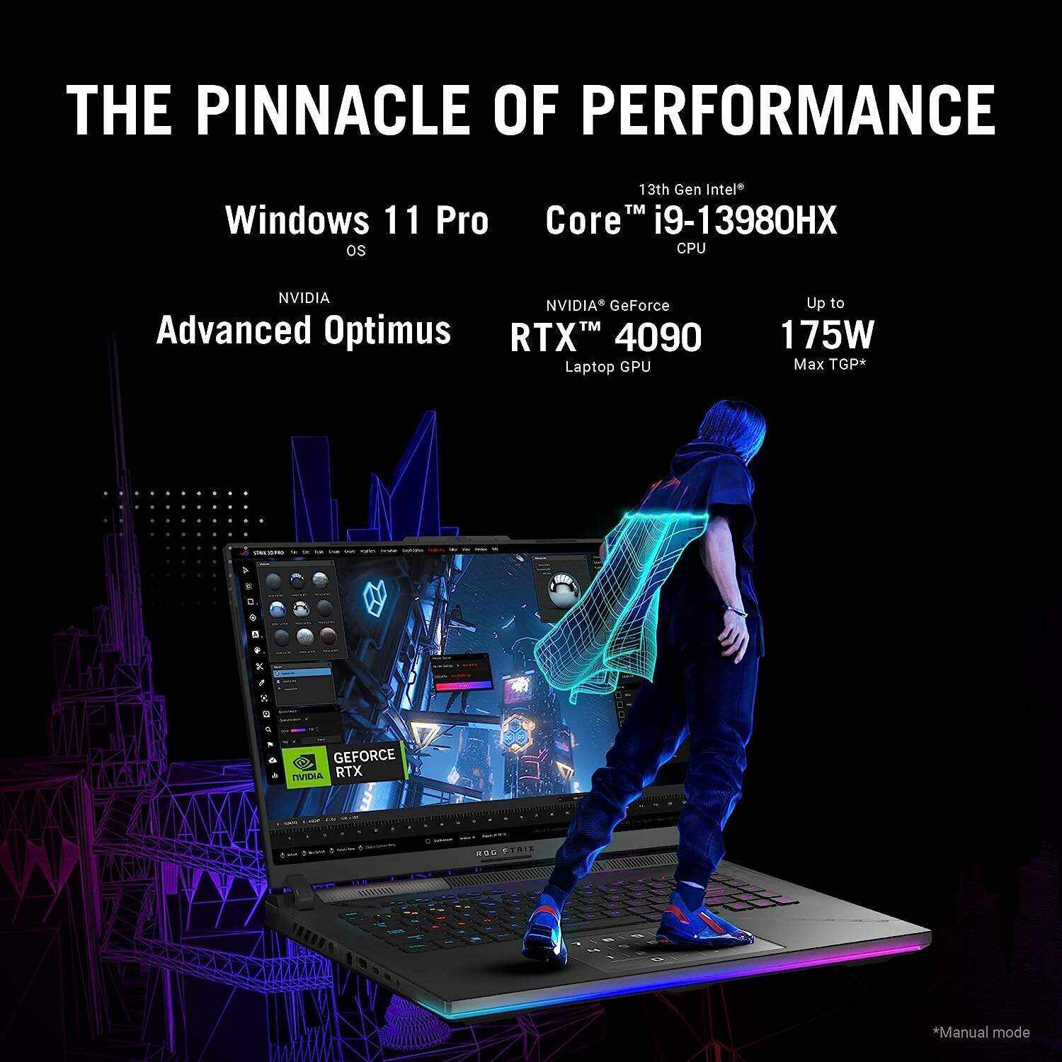 ASUS ROG Strix Scar 16 (2023) Gaming Laptop, 16” Nebula HDR QHD 240Hz/3ms, 1100 nits, Mini LED, GeForce RTX 4090, Intel Core i9-13980HX, 32GB DDR5, 2TB PCIe, Wi-Fi 6E, Windows 11 Pro,Off Black