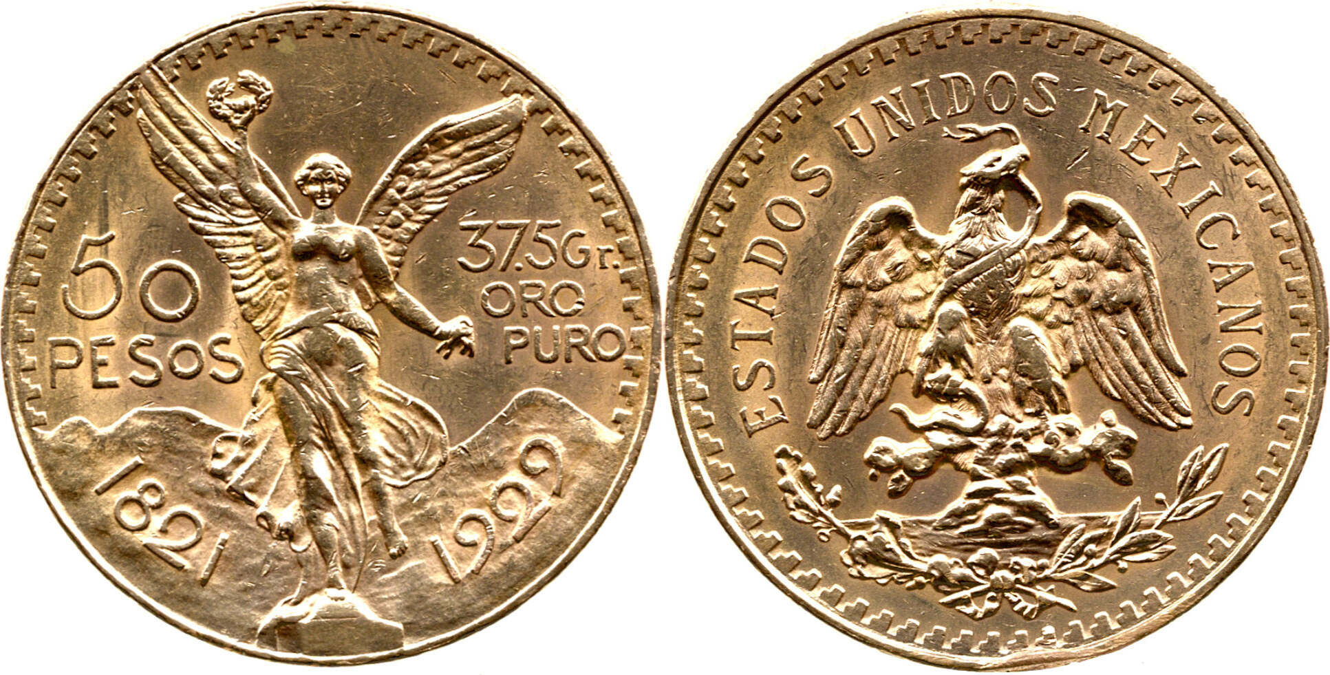 1821 & 1929 Mexican 50 Pesos Gold Coins