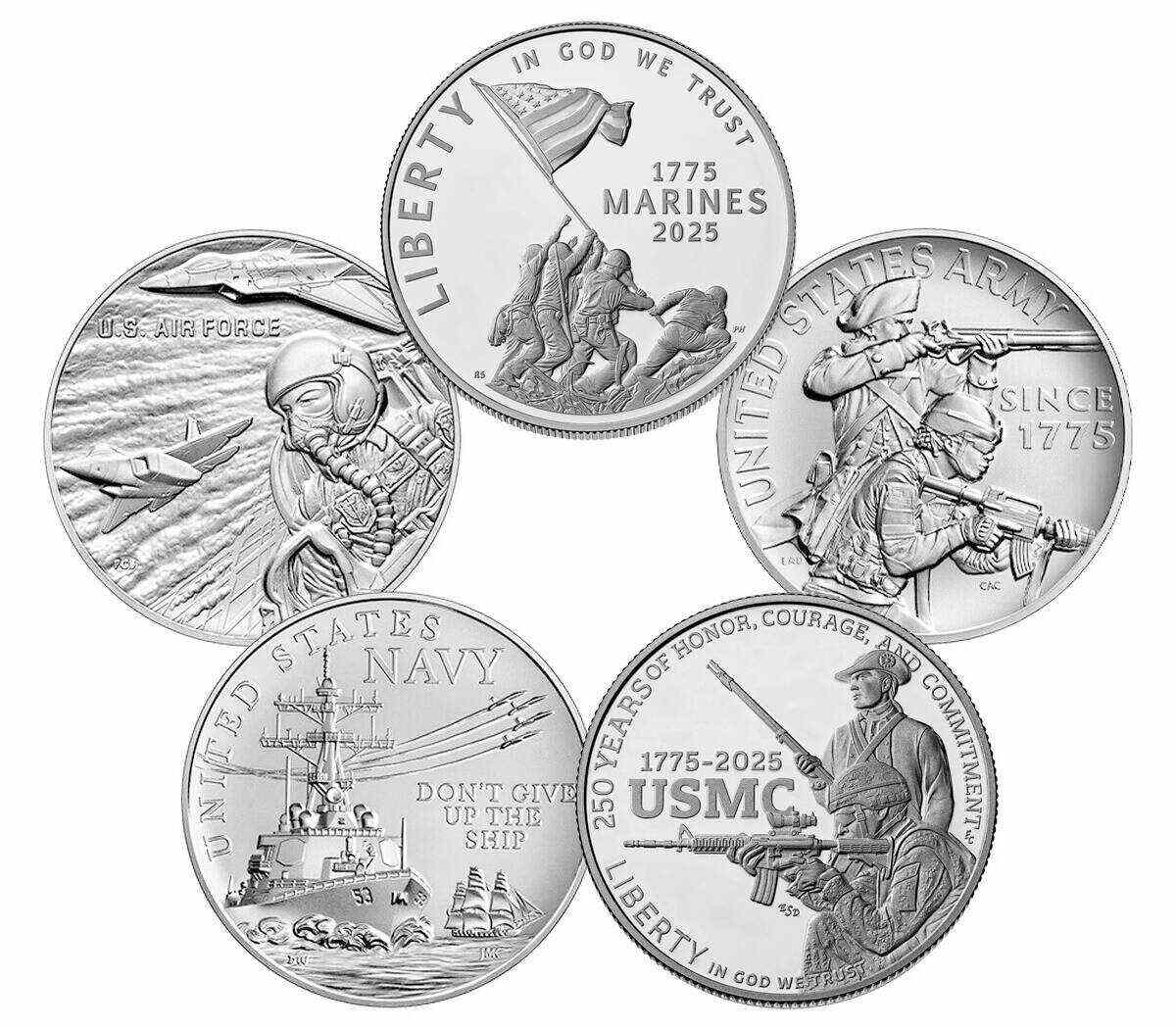 Military Armed Forces One-Ounce Silver Medal Sets PCGS MS70 First Strikes