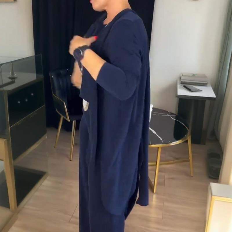 🔥 Last Day For Clearance !⏰Elegant 3-piece set including long cardigan, top and pants💞