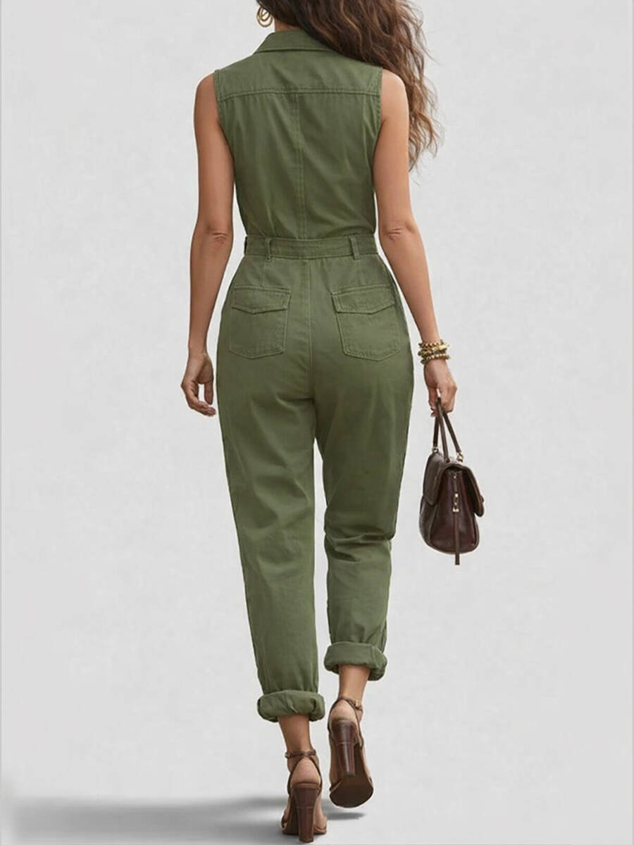 🔥Summer Arrivals🌟Fashionable And Casual Zippered Sleeveless Cotton Jumpsuit