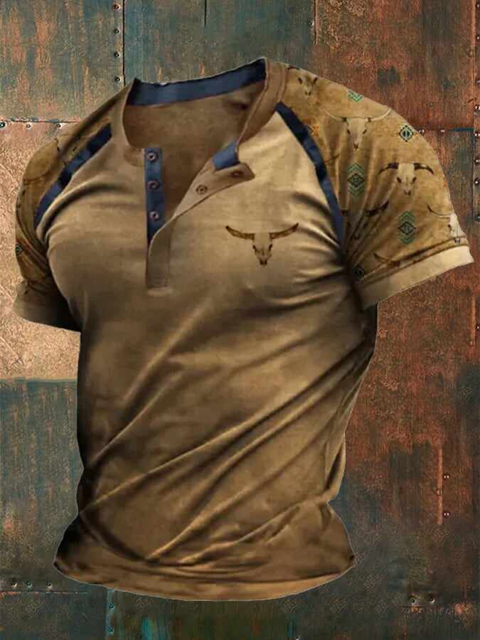 Vintage Western Print Short Sleeve T-Shirt