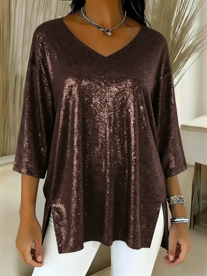 🔥Summer Arrivals🌟Women's Sparkly Christmas V-neck Top