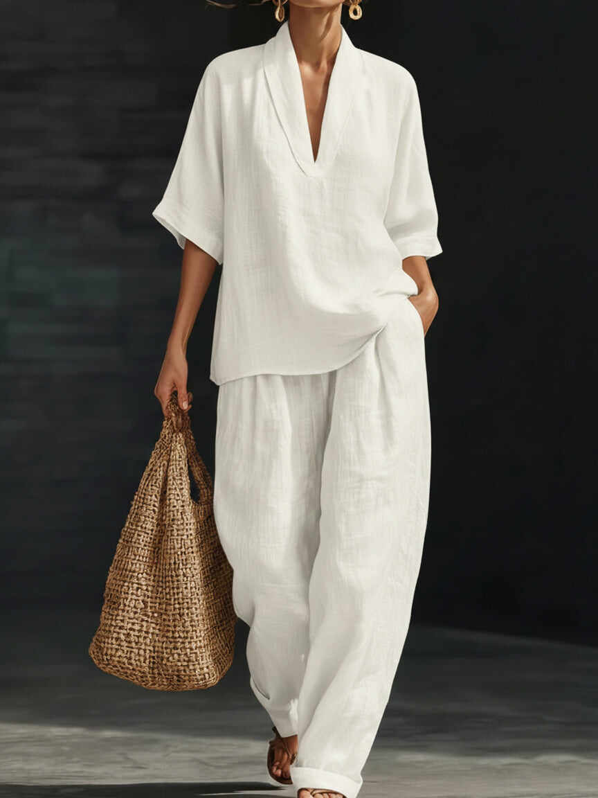 🔥Summer Arrivals🌟Casual And Cozy Minimalist Linen Two-piece Set
