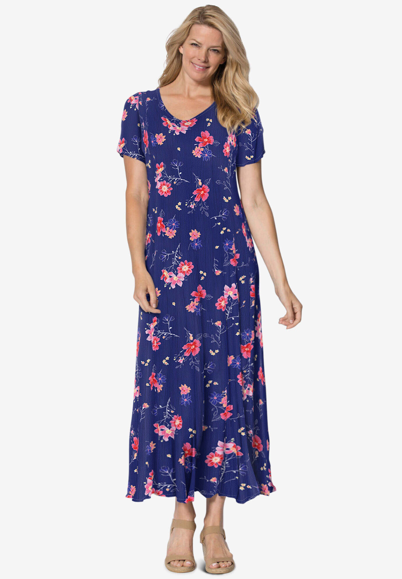 Short-Sleeve Crinkle Dress