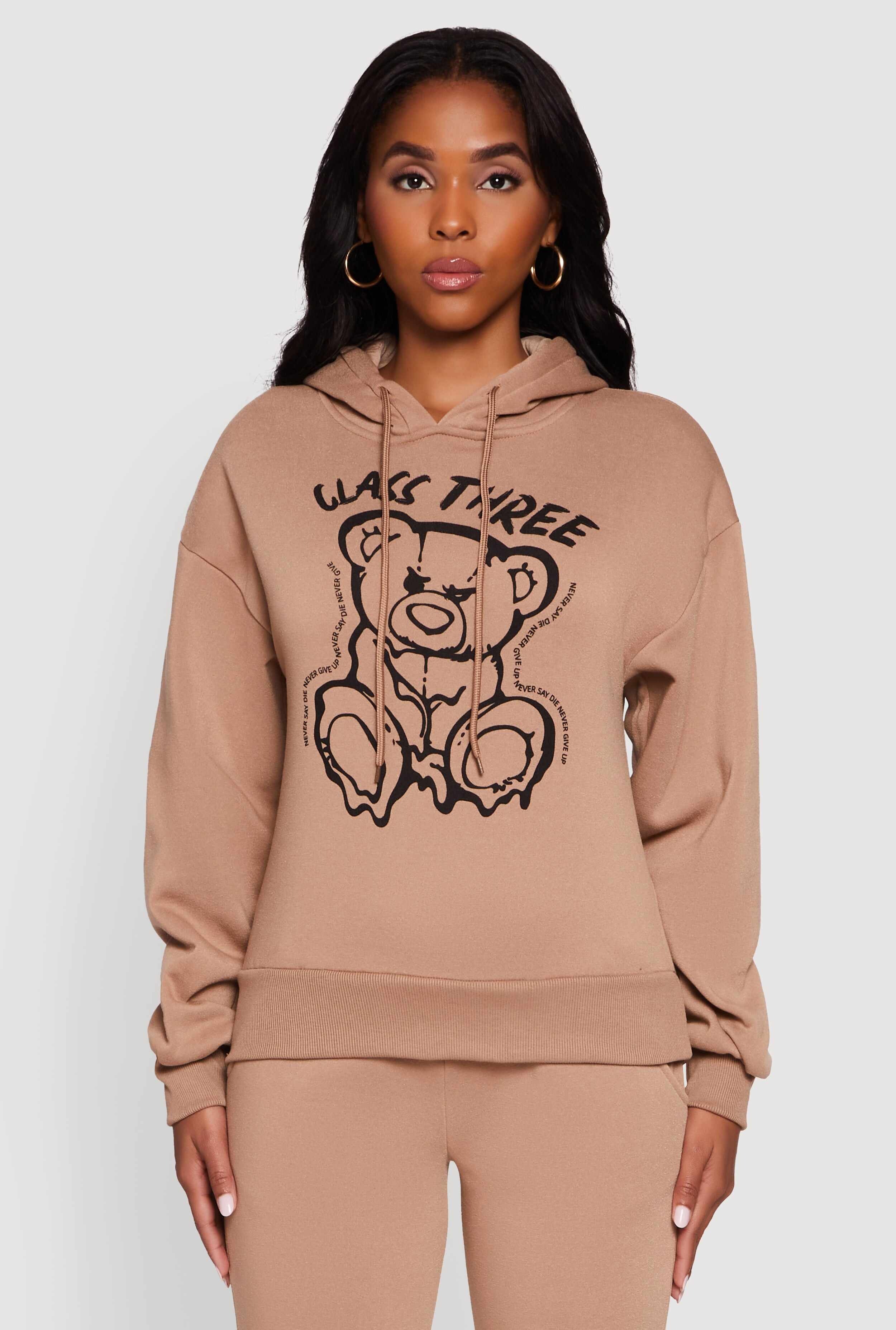 Bear Graphic Fleece Pullover Hoodie