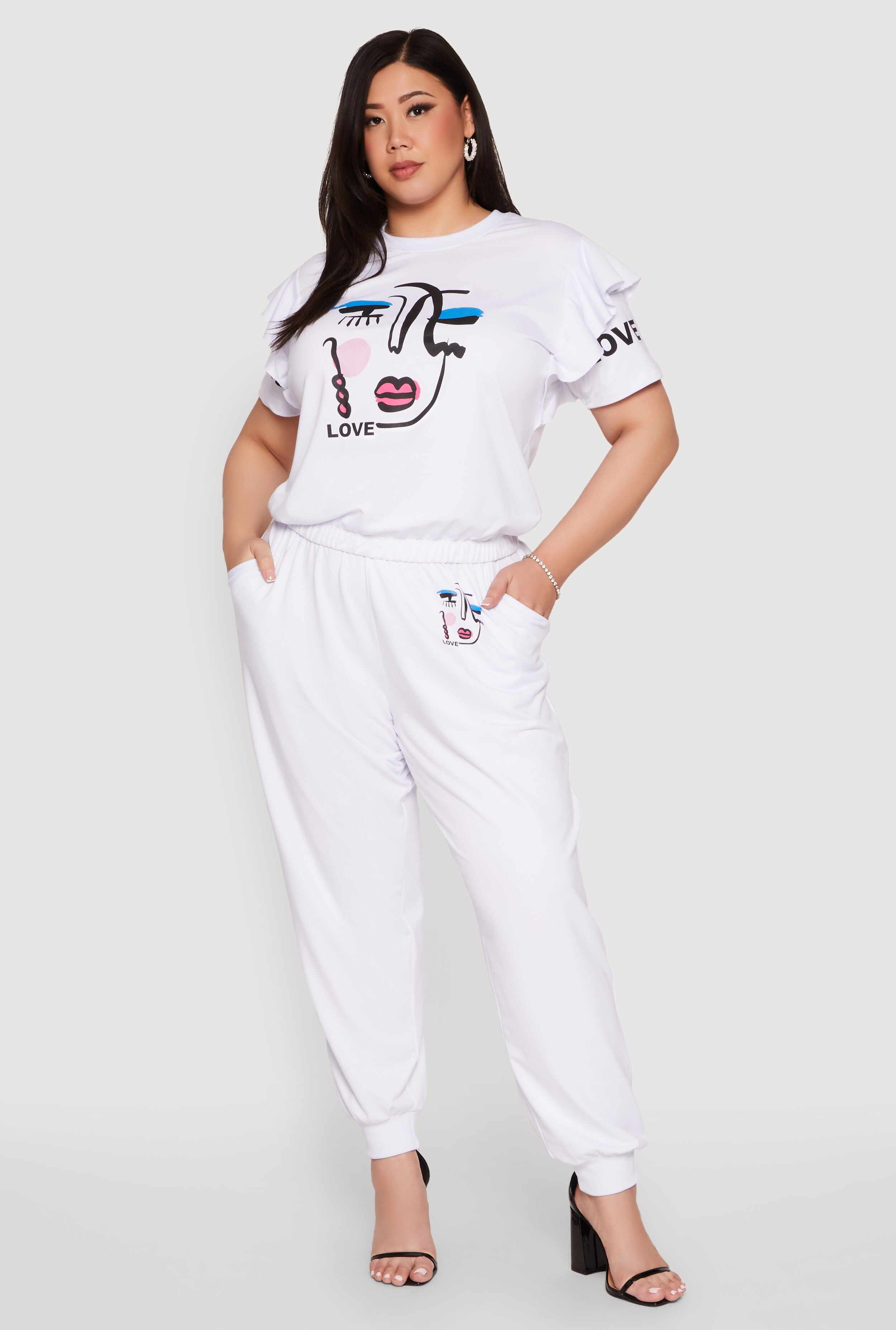 Plus Size Abstract Love Graphic Joggers
