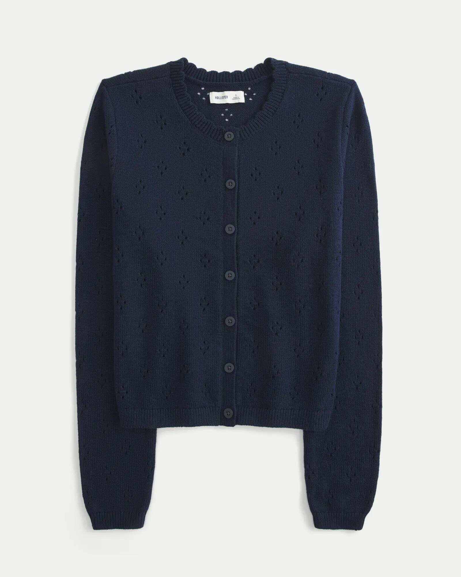 Eyelet Crew Cardigan