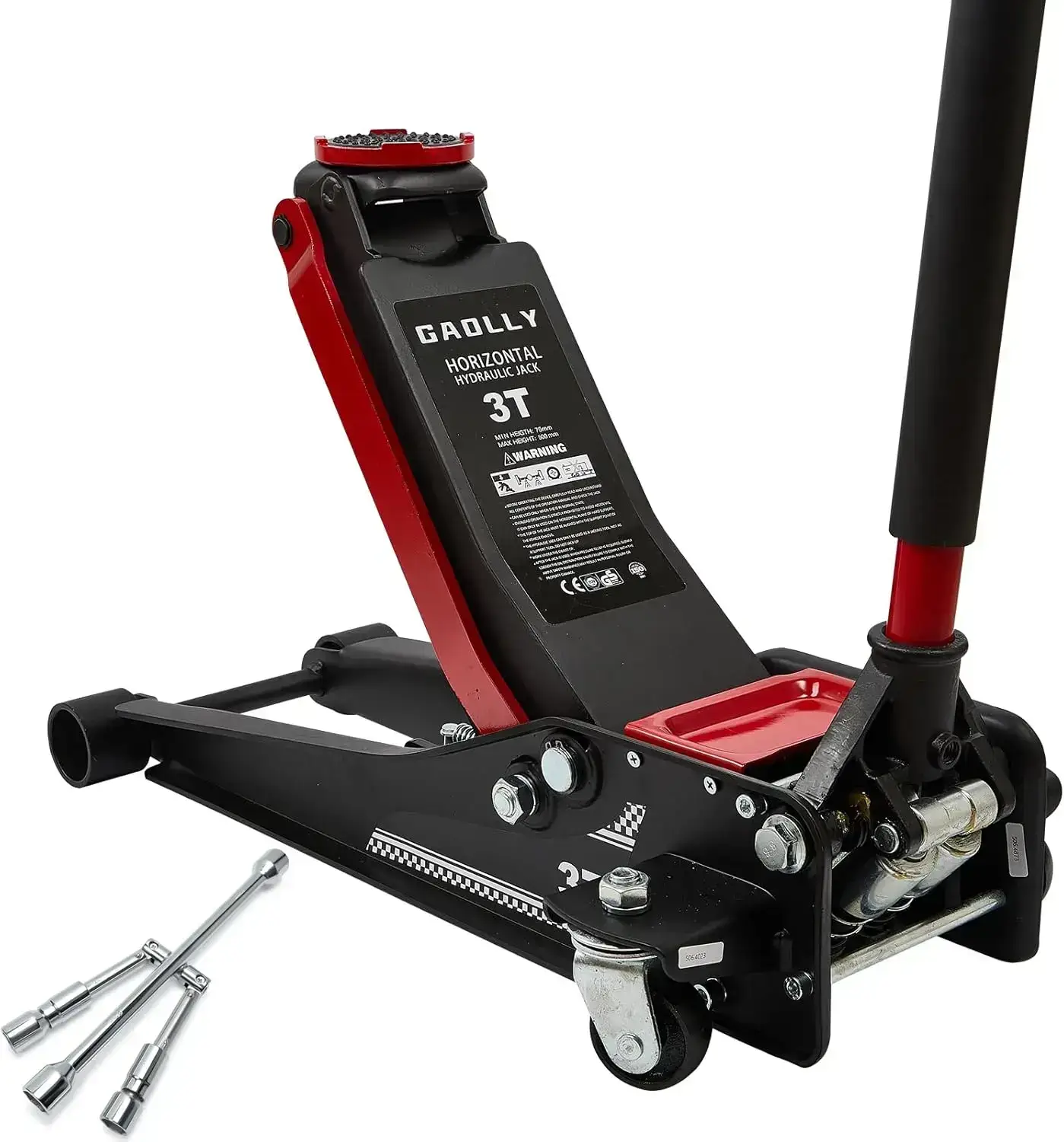 3 Ton Low Profile, Heavy-Duty Steel Racing Floor Jack with Dual Pistons Quick Lift Pump, with Lug Wrench Lifting Range 3.35\