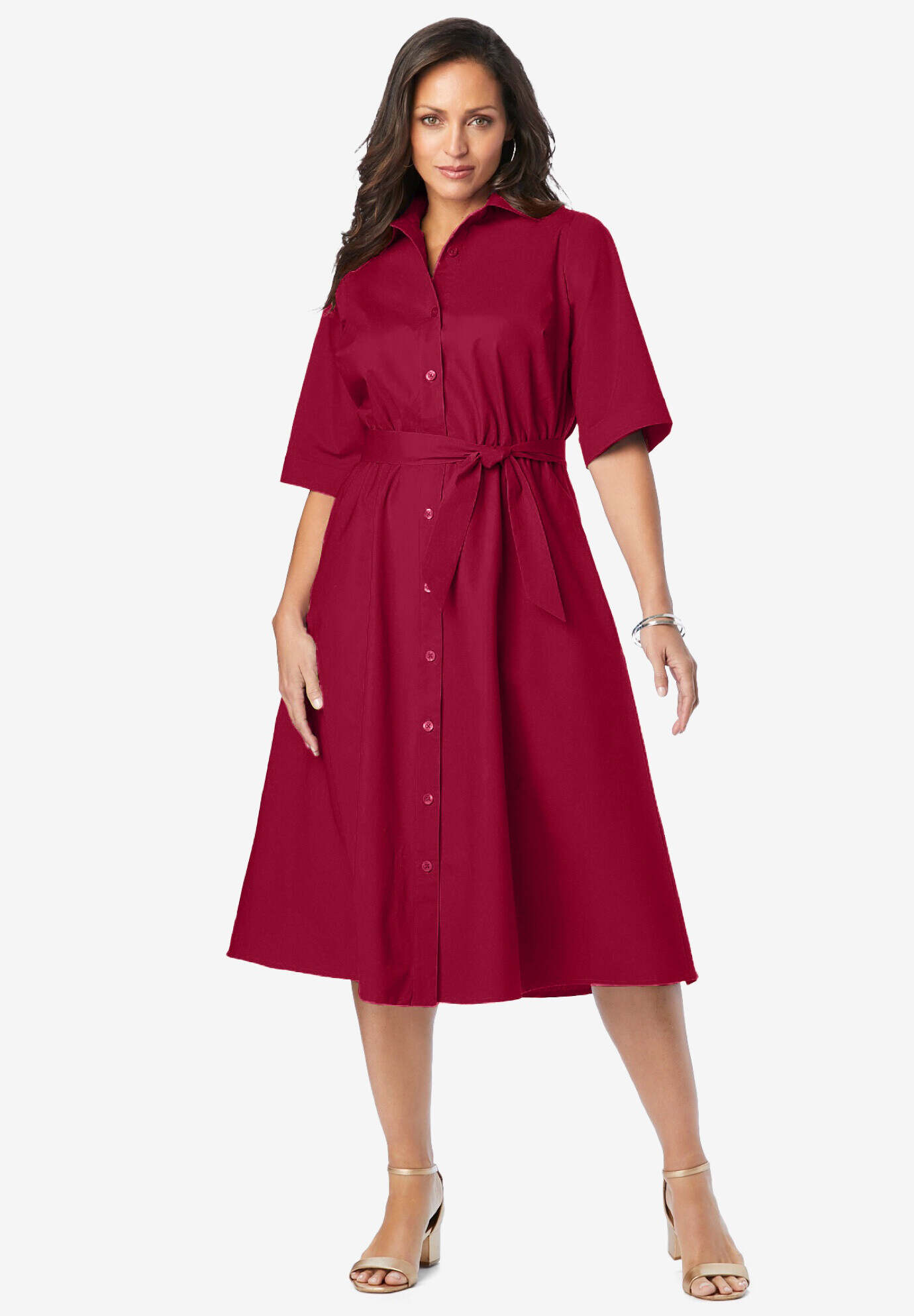 Stretch Poplin Shirtdress