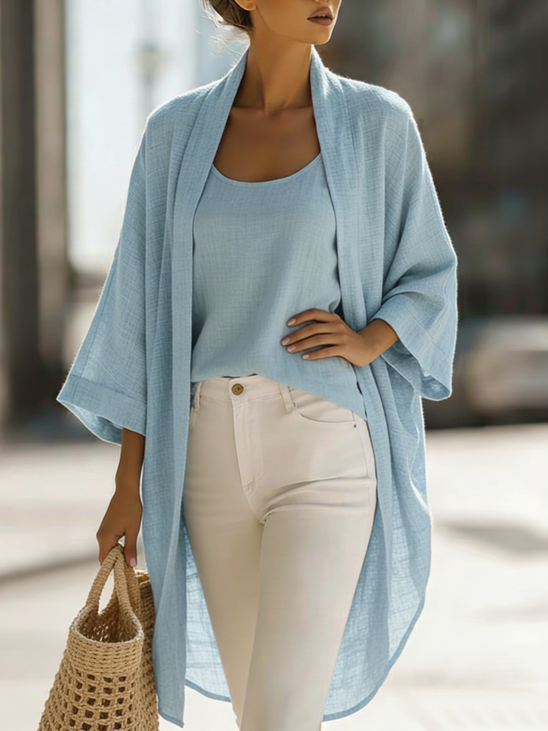 🔥Summer Arrivals🌟Cozy Minimalist Loose Cardigan And Vest Linen Set