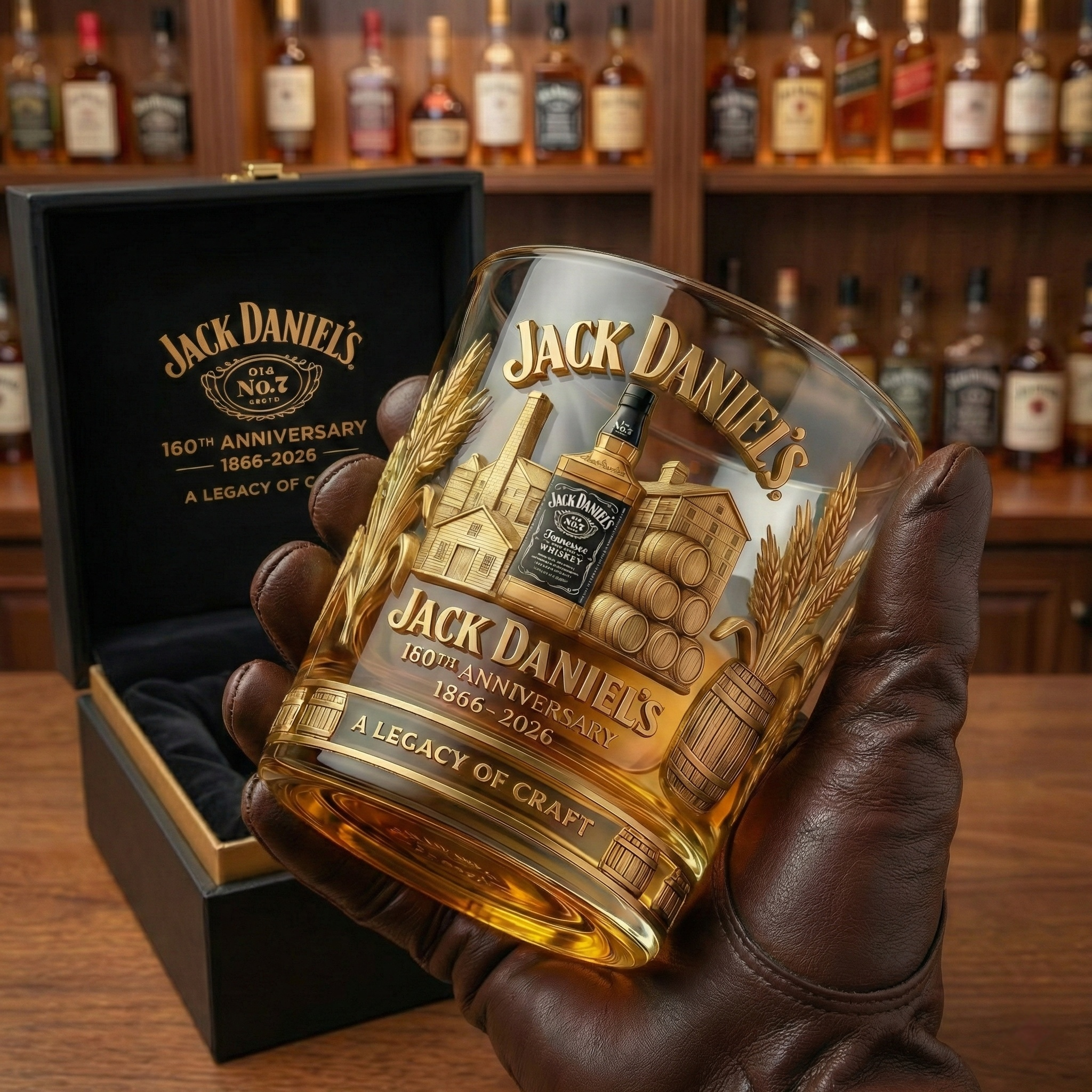 Jack Daniel's 160th Anniversary Commemorative Whiskey Glass