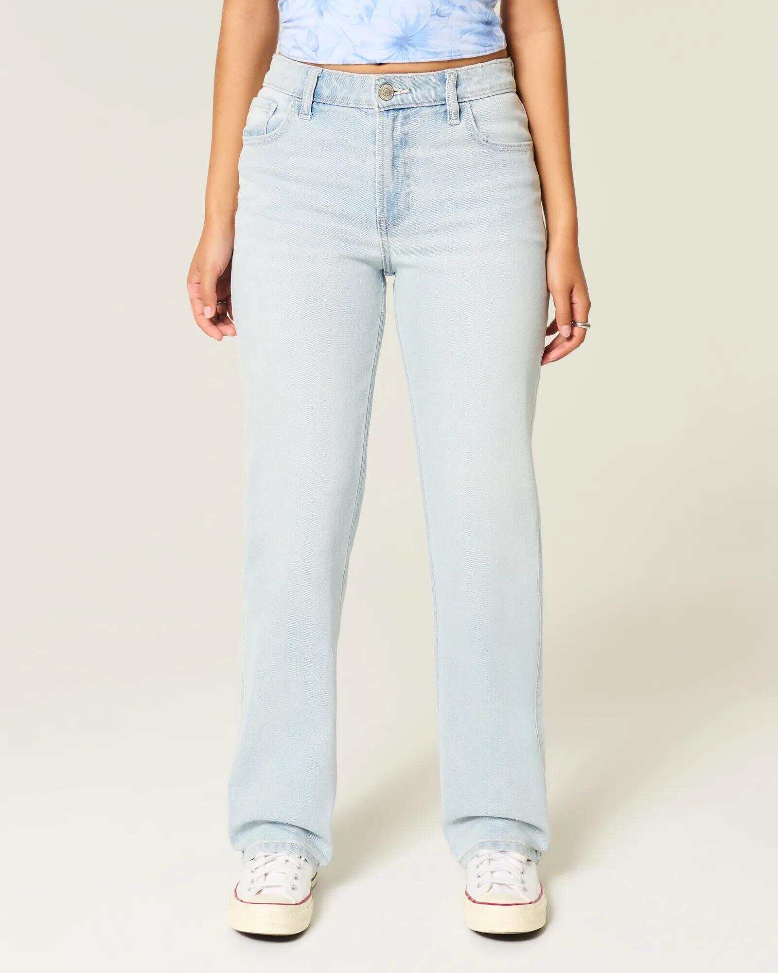 High-Rise Washed Black Straight Jeans