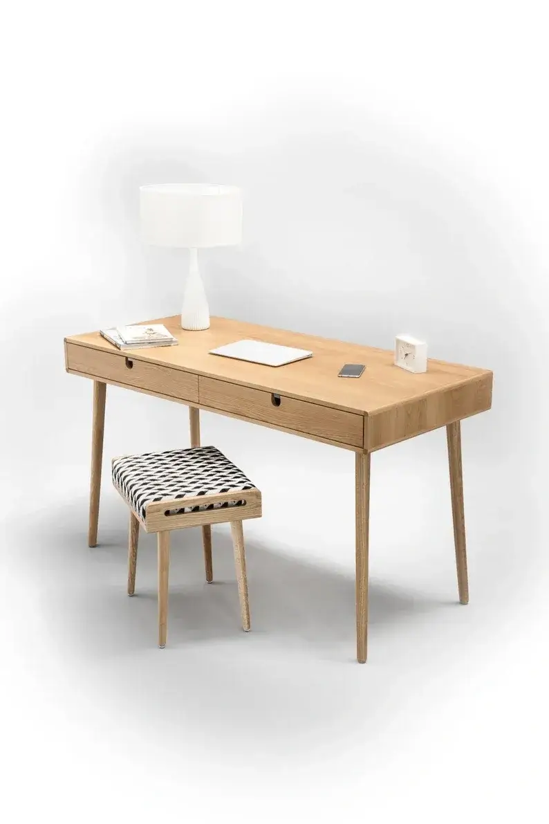 Solid oak desk , Bureau , dressing table , office desk, Classic, Mid Century, Modern.(with stool)