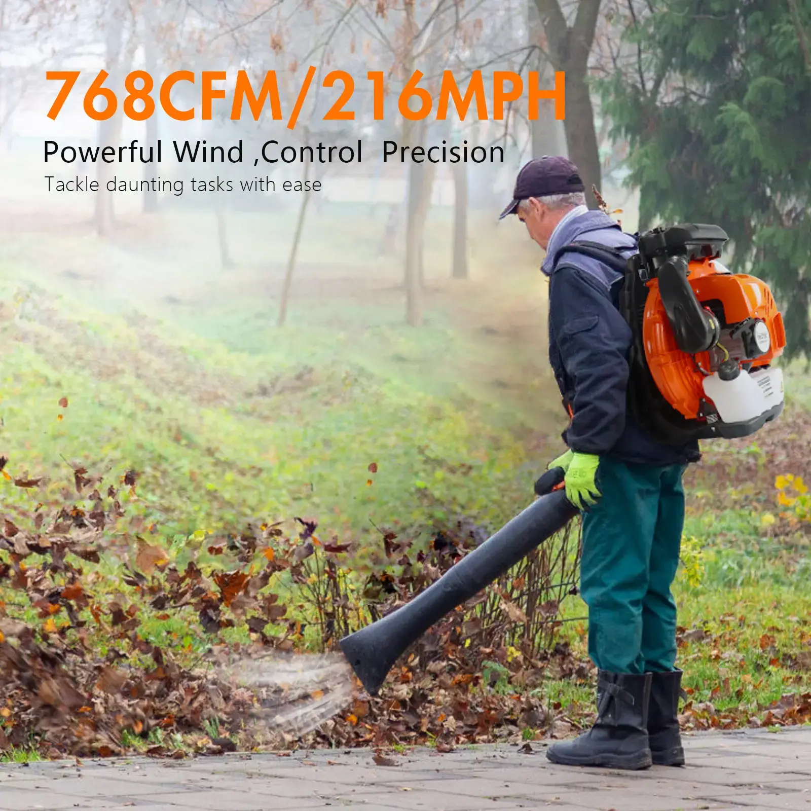 75.6cc Gas Leaf Blower Backpack 847 CFM 236 MPH 2-Cycle Ergonomic & 52cc Gas Backpack Leaf Blower 2-Stroke Engine 768 CFM 216 MPH & 25.4CC Gas Leaf Blower Handheld 432CFM 180MPH Harness System Low Vibration Powerful Lawn Yard Care Blower
