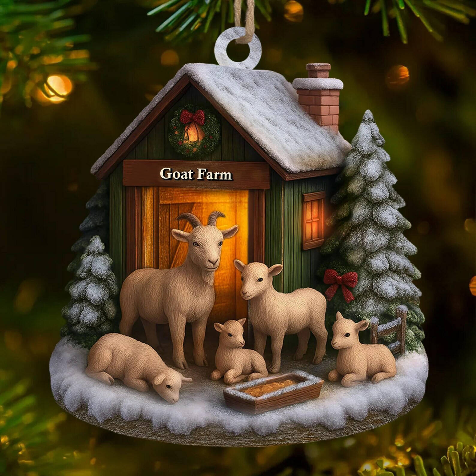 Cozy Farm Cottage Christmas Ornament